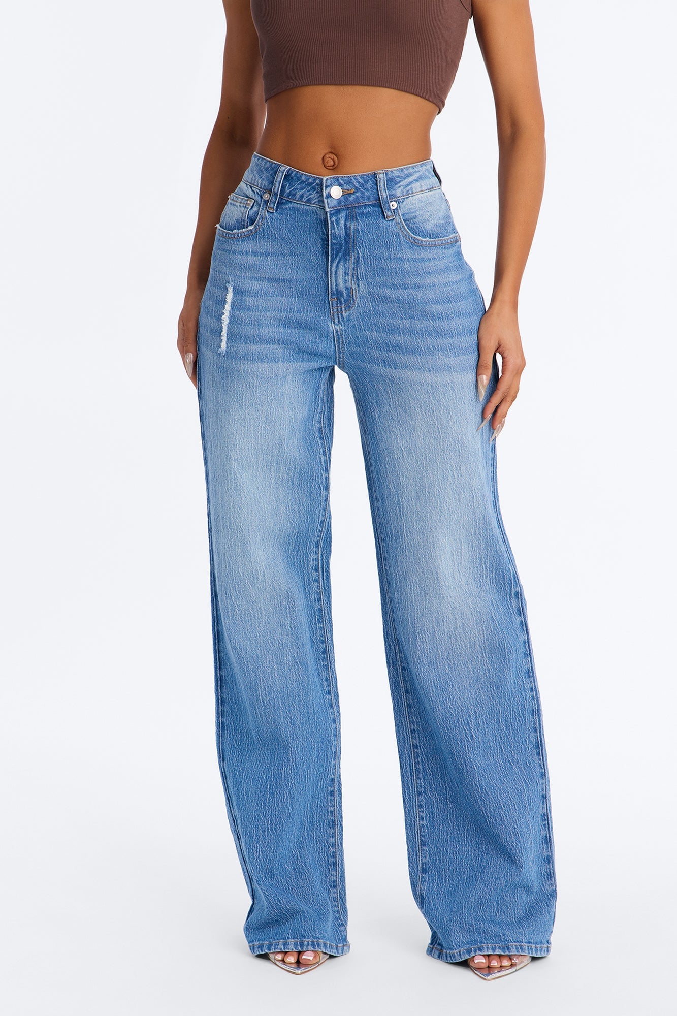 Next Chapter Baggy Wide Leg Jeans - Medium Wash image 6
