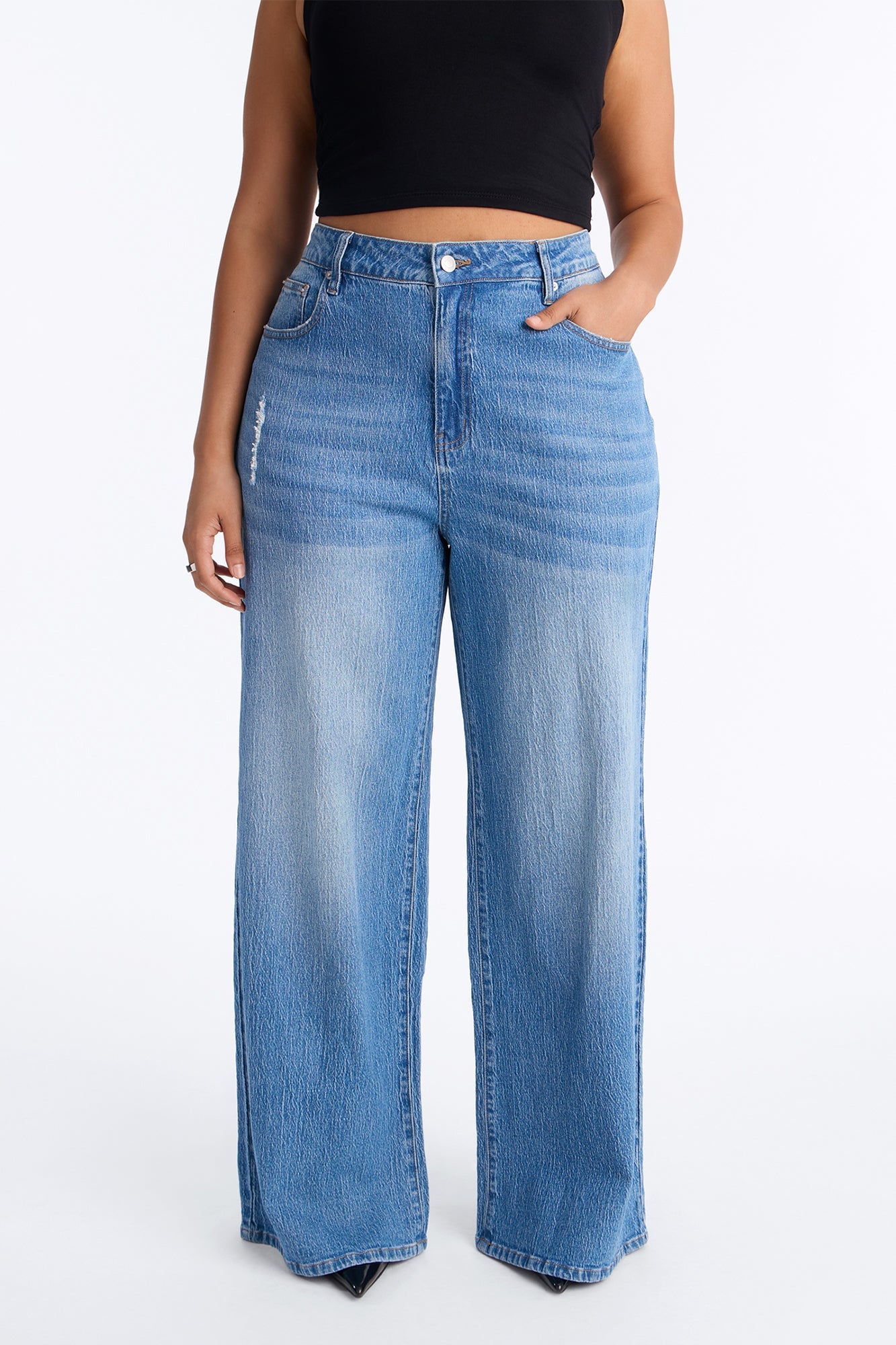 Next Chapter Baggy Wide Leg Jeans - Medium Wash image 1