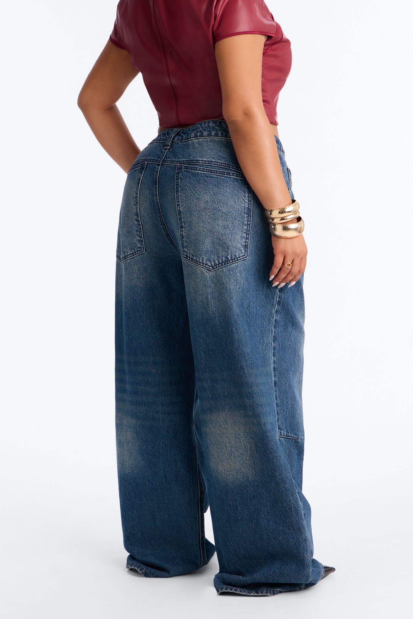 Canton Clasp Upsized Rigid Wide Leg Jeans - Dark Wash image 4