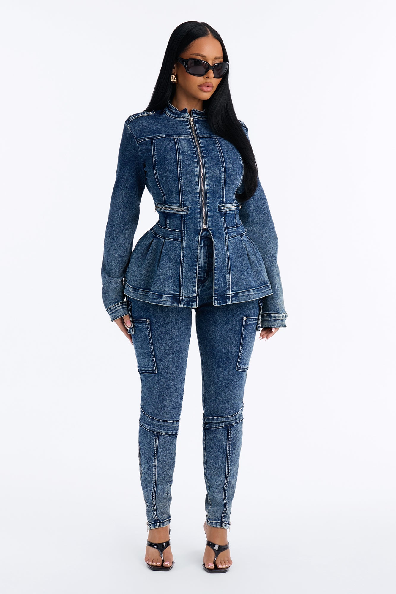 Lowkey Snatched High Rise Cargo Skinny Jeans - Vintage Wash image 6