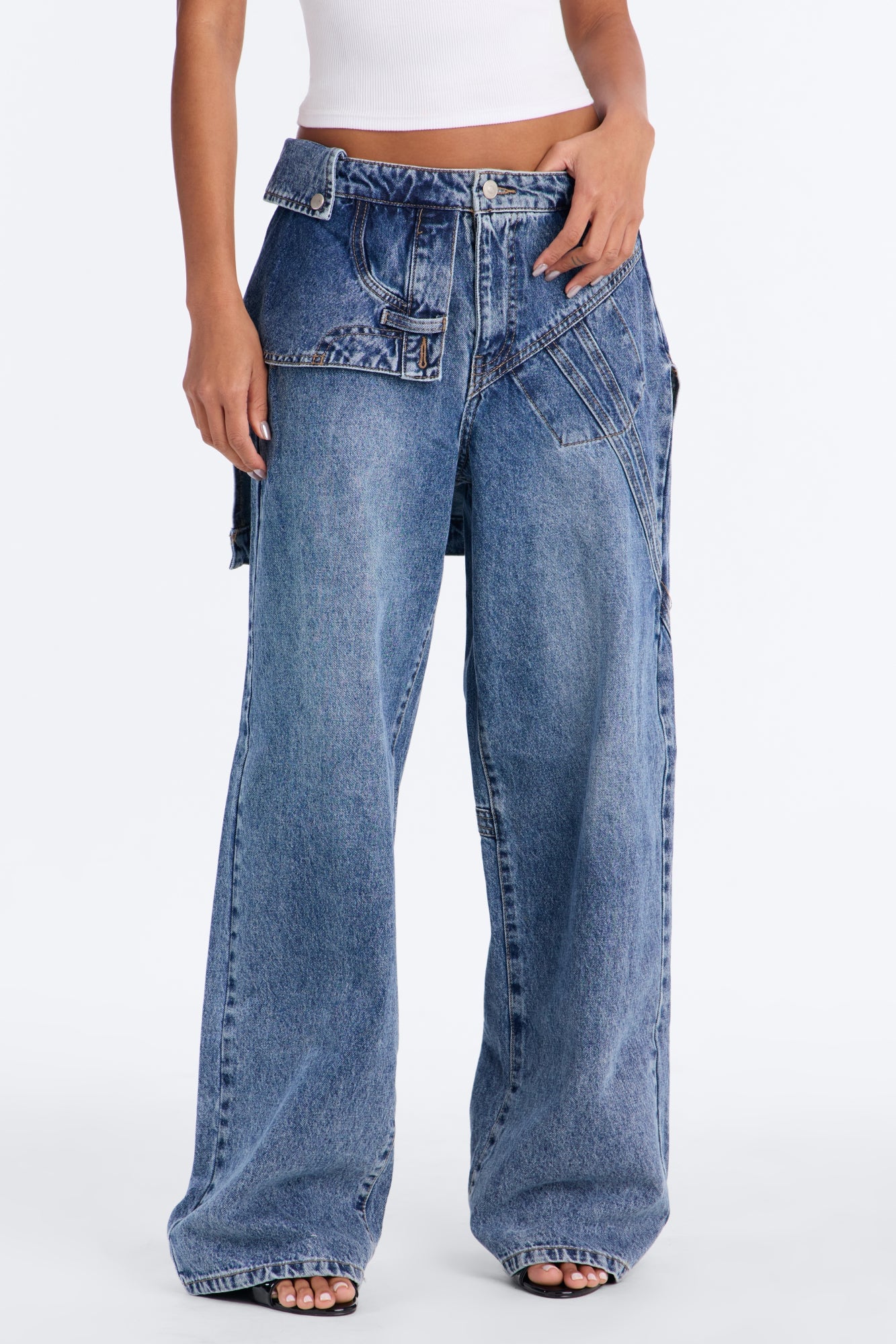 Special Agent Reconstructed Skirt Straight Leg Jeans - Dark Wash image 6