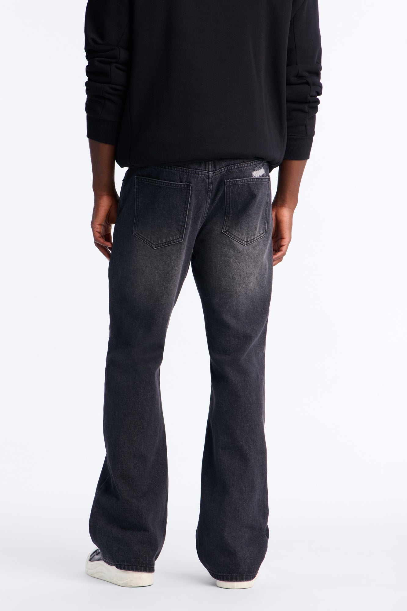 Straight Flare Distressed Jean - Black Wash image 9
