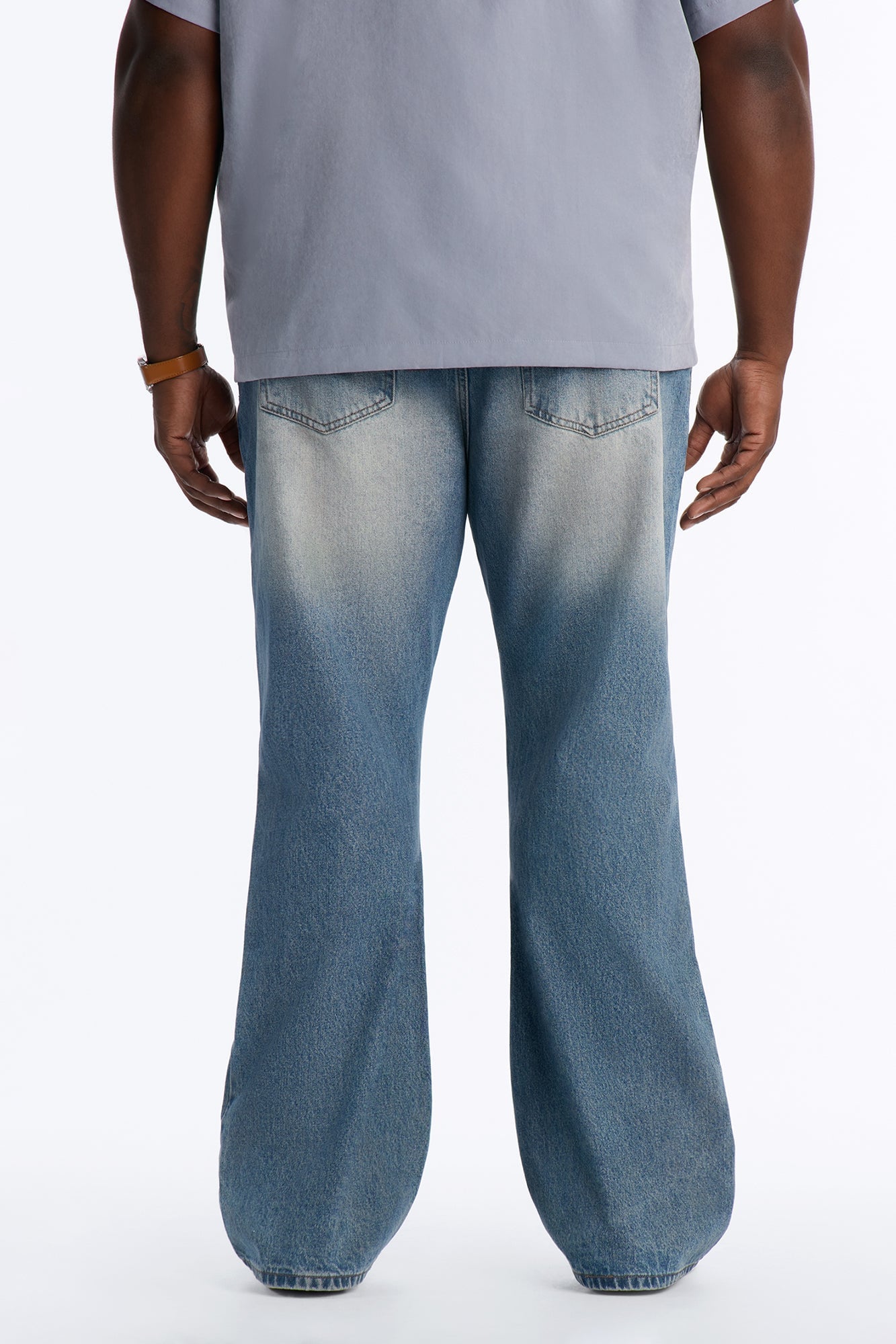 Straight Flare Distressed Jean - Light Blue Wash image 5