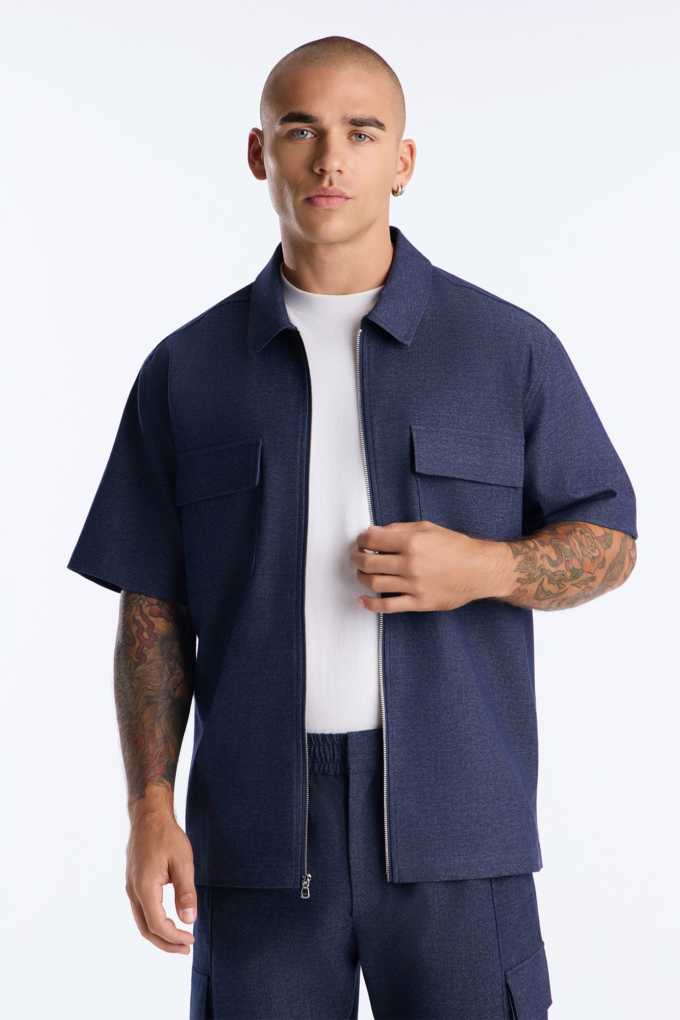 Moderne Cargo Full Zip Shirt - Navy image 9