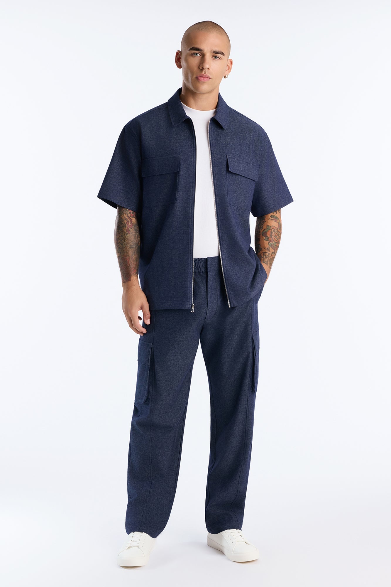 Moderne Cargo Full Zip Shirt - Navy image 10