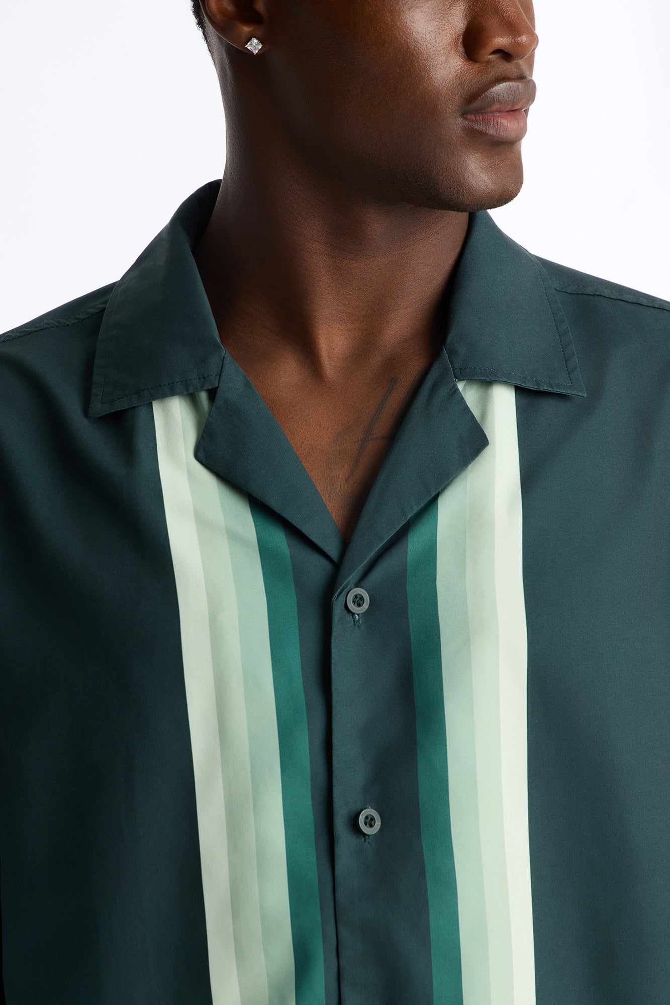 Level Up Relaxed Cuban Collar Button Up Shirt - Green/combo image 8