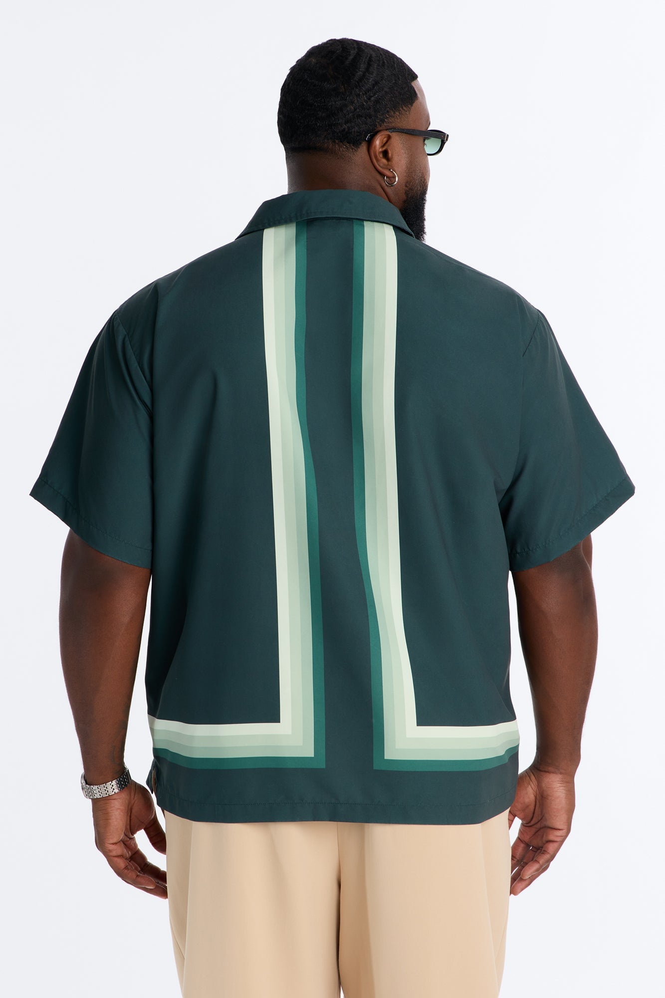 Level Up Relaxed Cuban Collar Button Up Shirt - Green/combo image 4