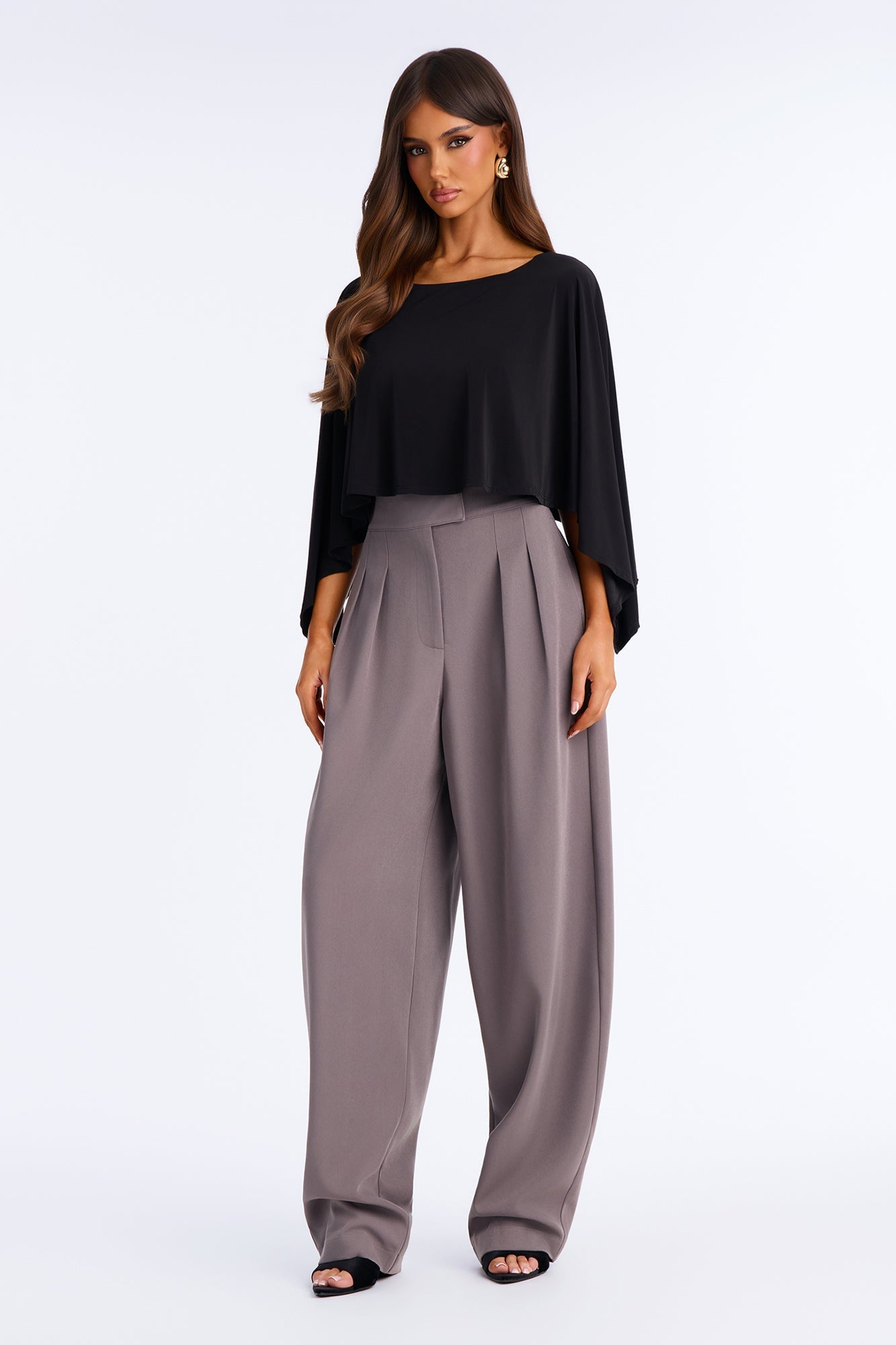 Long Lasting High Waisted Barrel Leg Trouser Pant 32″ - Charcoal image 5
