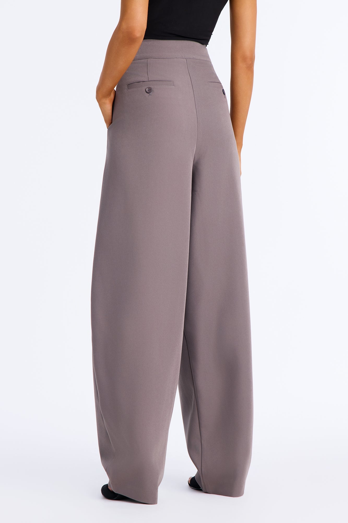 Long Lasting High Waisted Barrel Leg Trouser Pant 32″ - Charcoal image 8