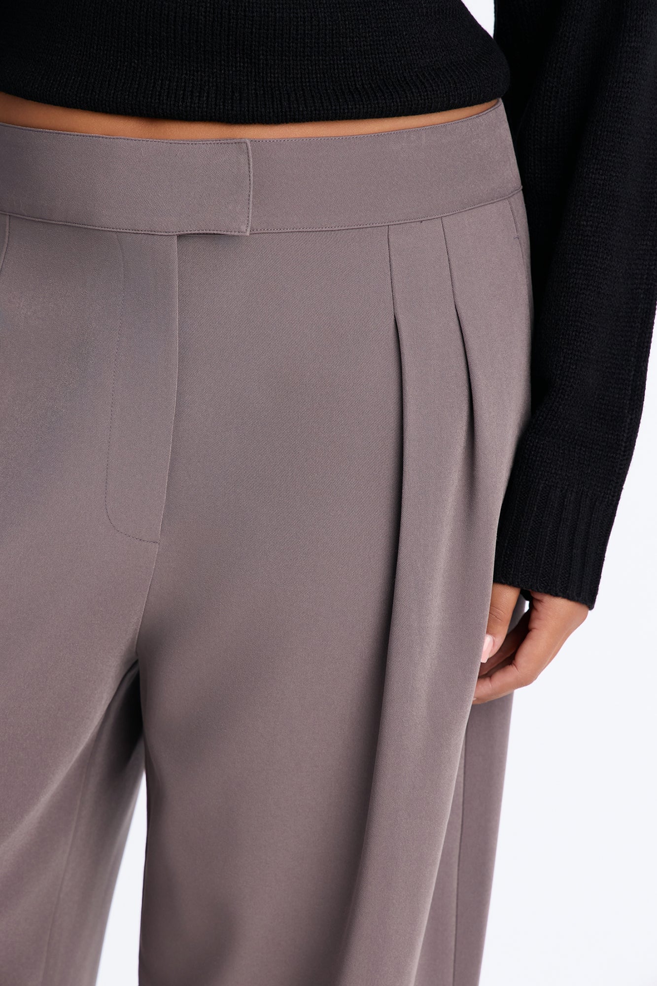 Long Lasting High Waisted Barrel Leg Trouser Pant 32″ - Charcoal image 3