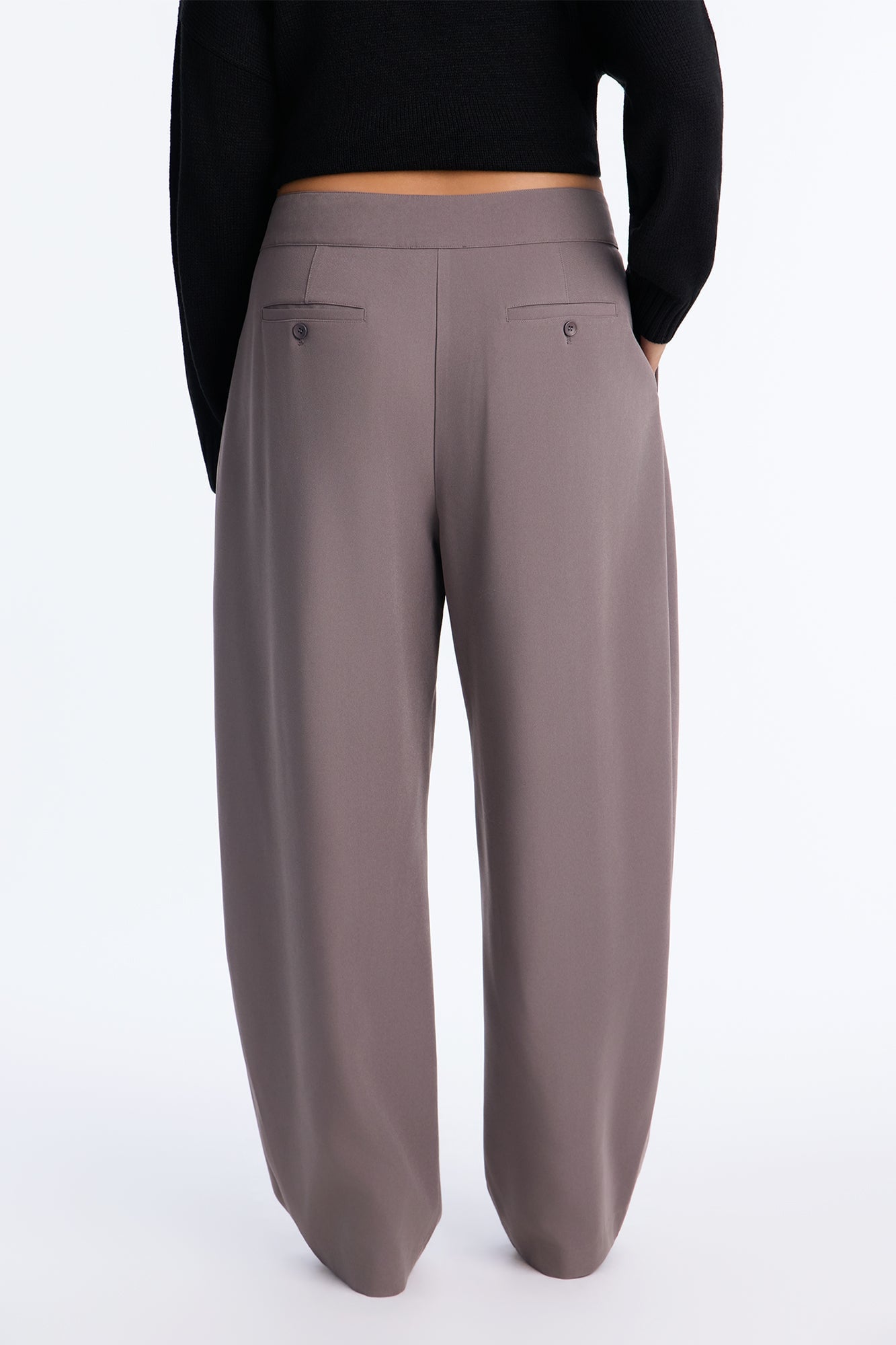 Long Lasting High Waisted Barrel Leg Trouser Pant 32″ - Charcoal image 4
