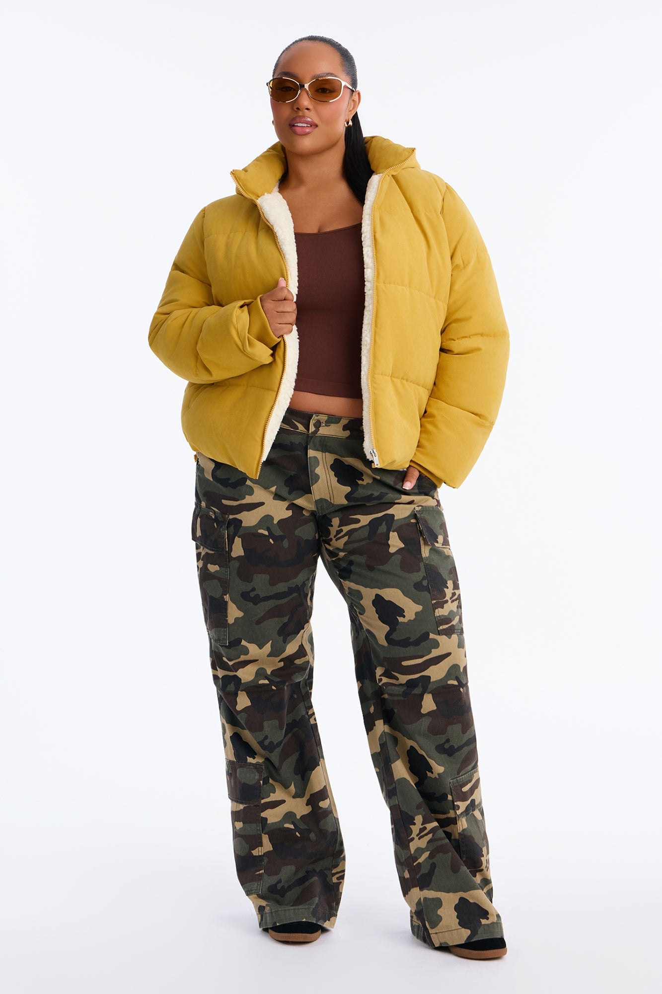 In The Middle Of The City Puffer Jacket - Mustard image 2
