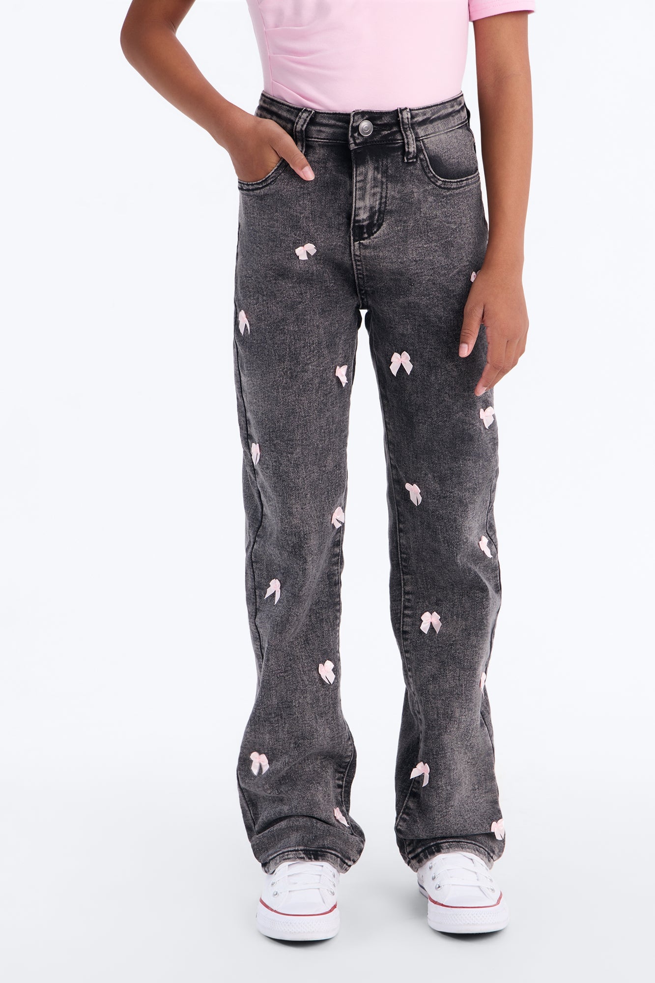 Mini Covered In Bows Straight Leg Jeans II - Black image 2