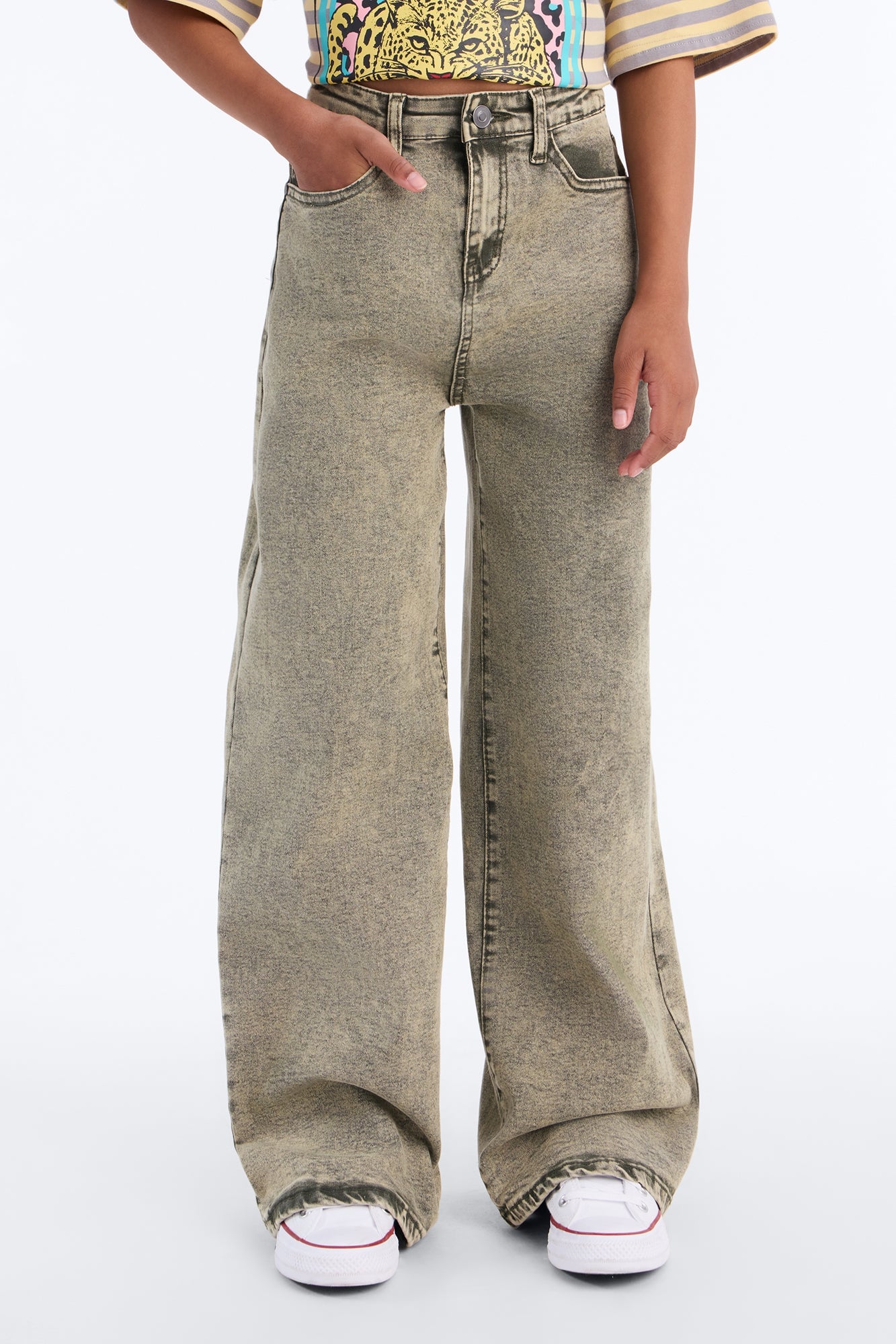 Mini Perfect Timing Wide Leg Jeans - Moss image 2