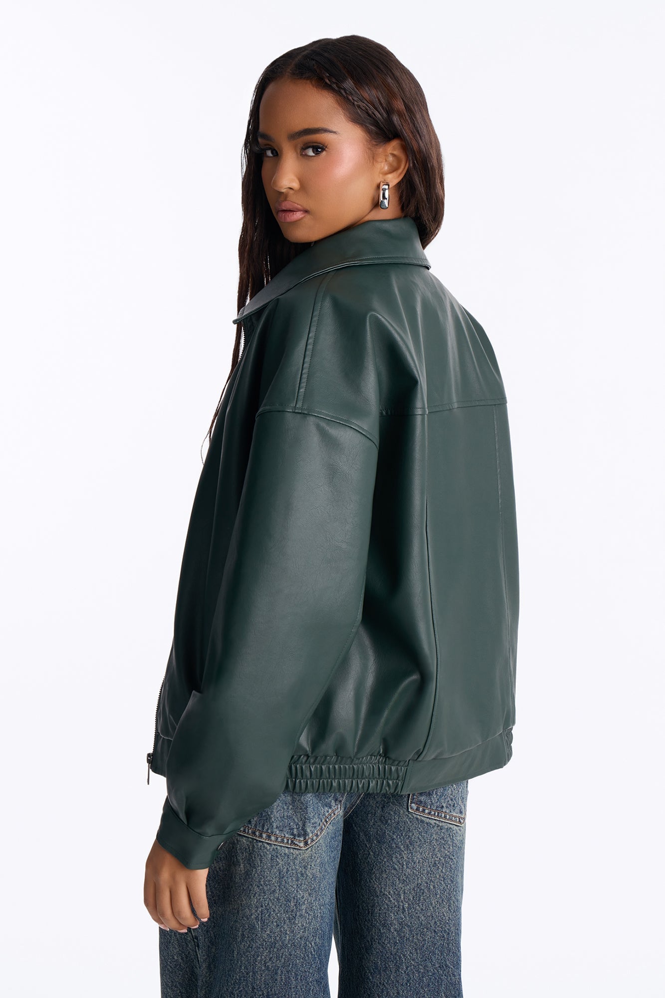 Hustle Mode Oversized Faux Leather Jacket - Hunter image 7