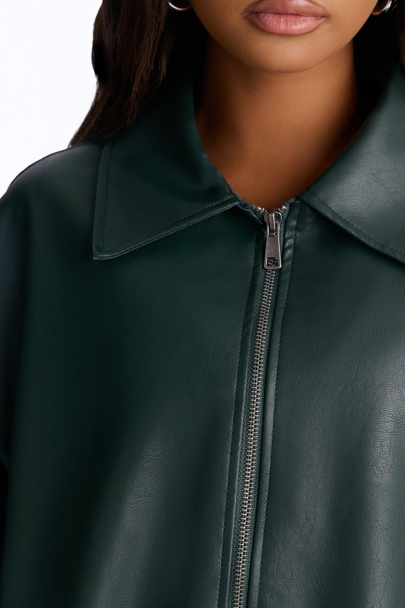 Hustle Mode Oversized Faux Leather Jacket - Hunter image 8