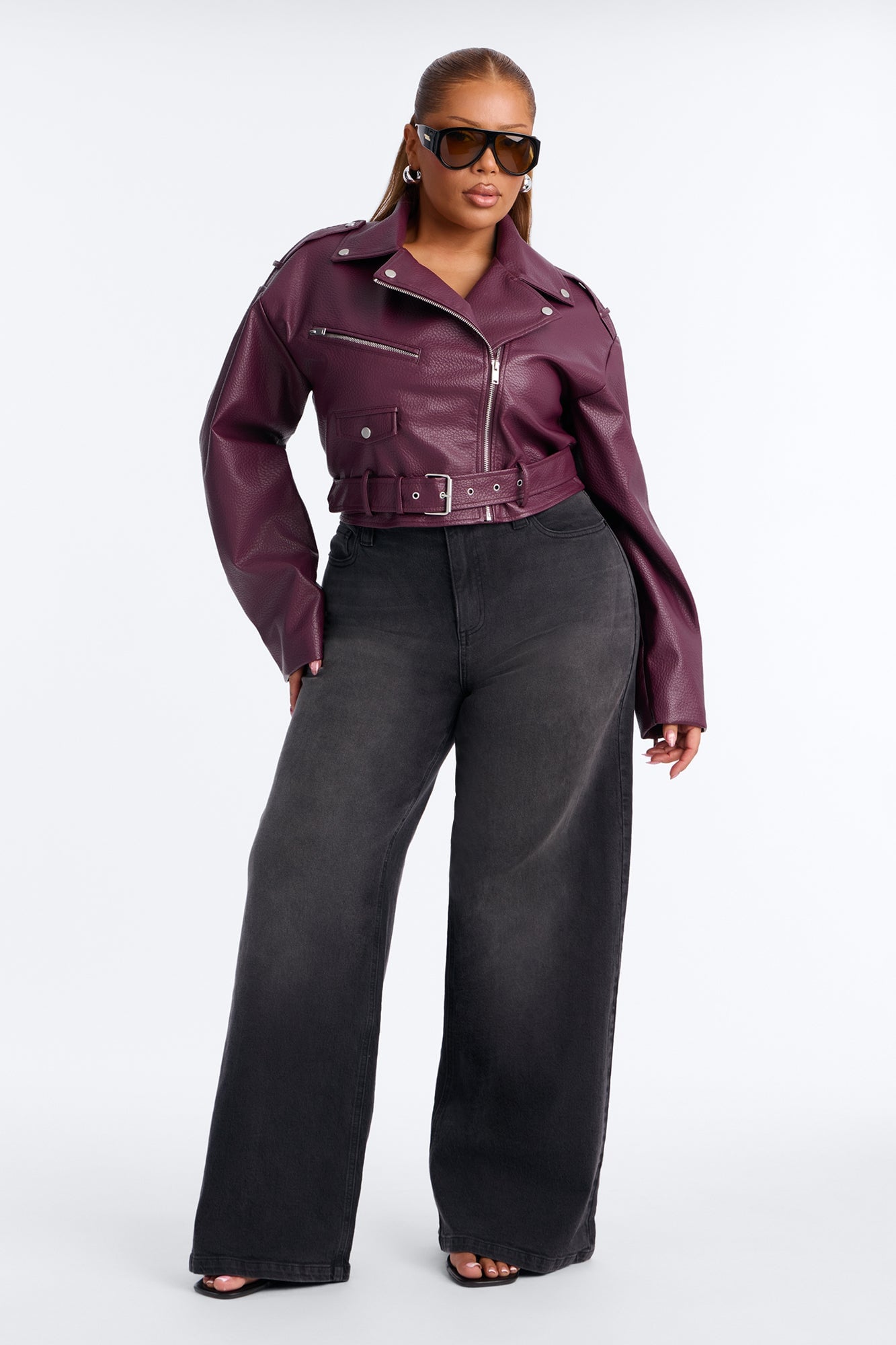 Roxie Faux Leather Jacket - Burgundy image 2