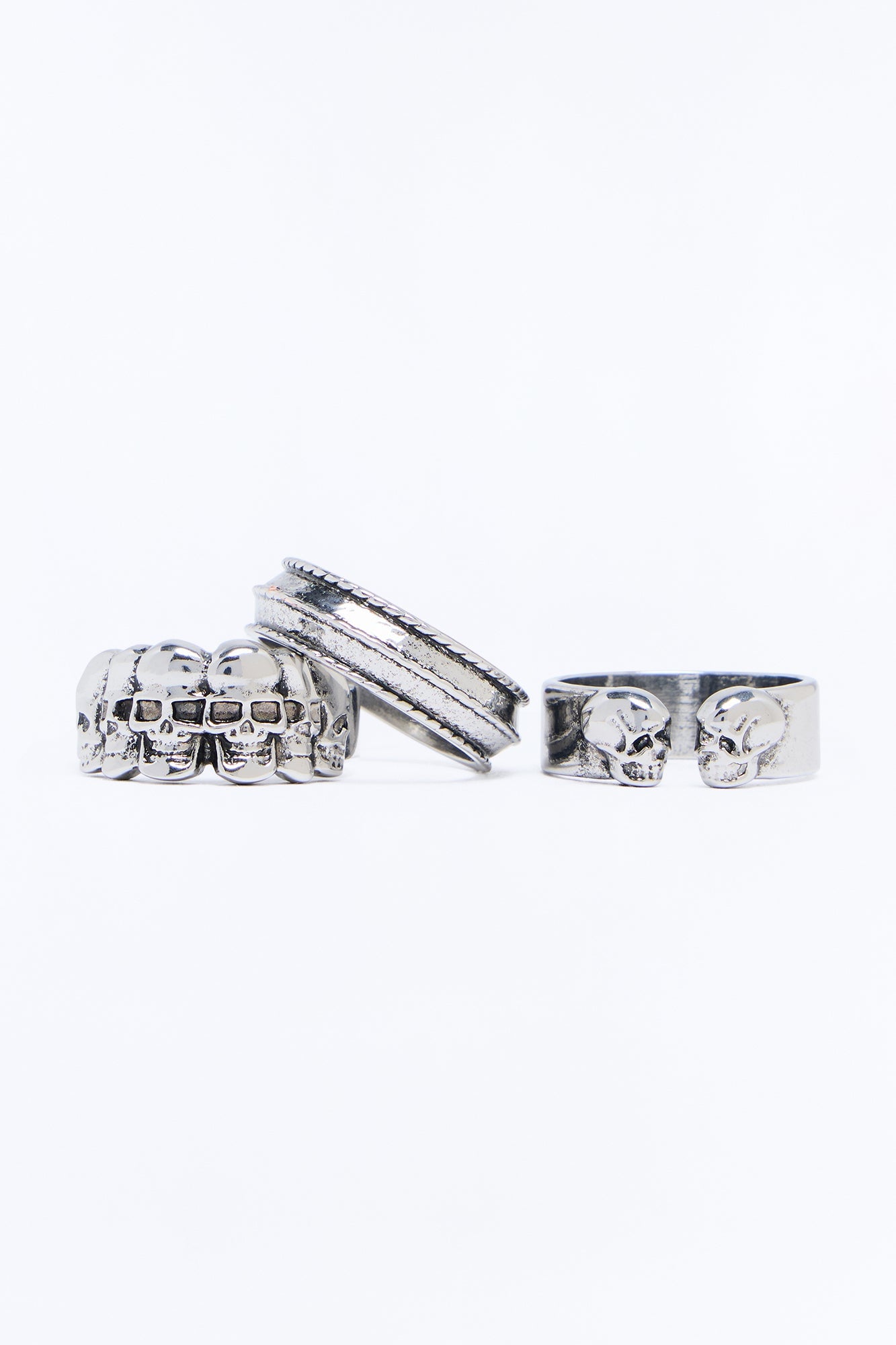 Gothic Deadly Noir Ring Set - Silver image 3