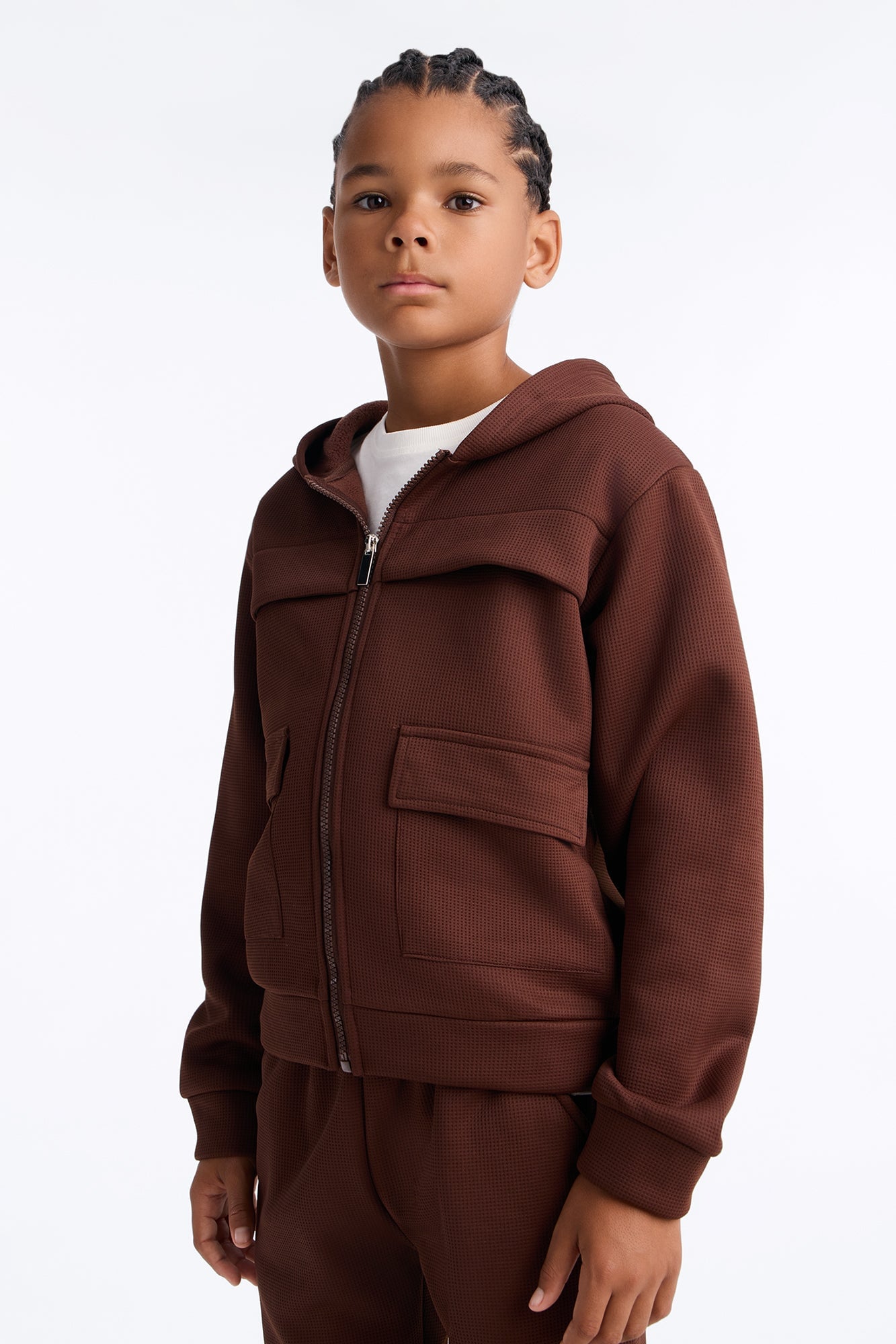 Mini Aiden 2 Piece Cargo Hoodie And Jogger Set - Brown image 2