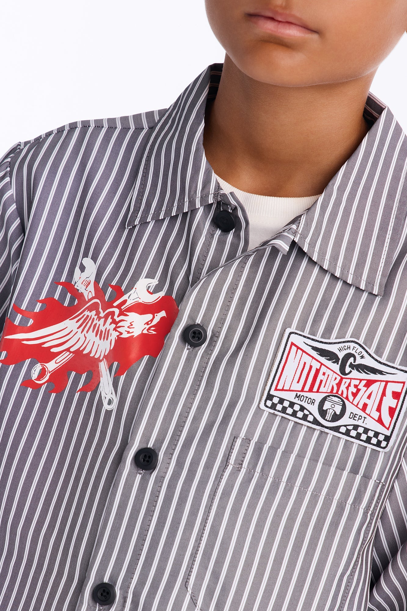 Mini Cropped No Questions Asked Striped Button Up Shirt - Black image 3