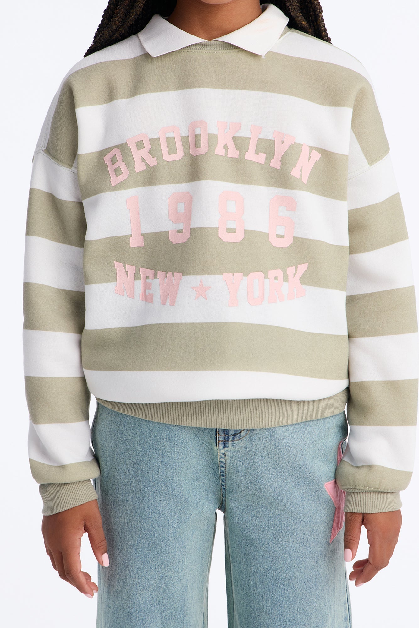 Mini Brooklyn 1986 Striped Sweatshirt - Stone/Combo image 4