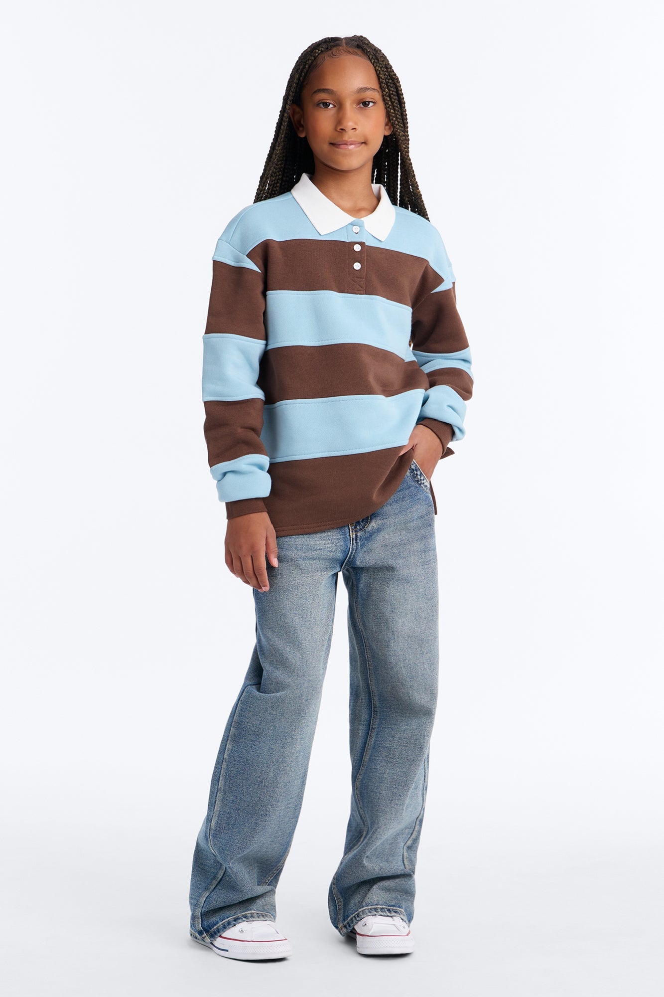 Mini Katie Rugby Striped Polo - Brown/combo image 2