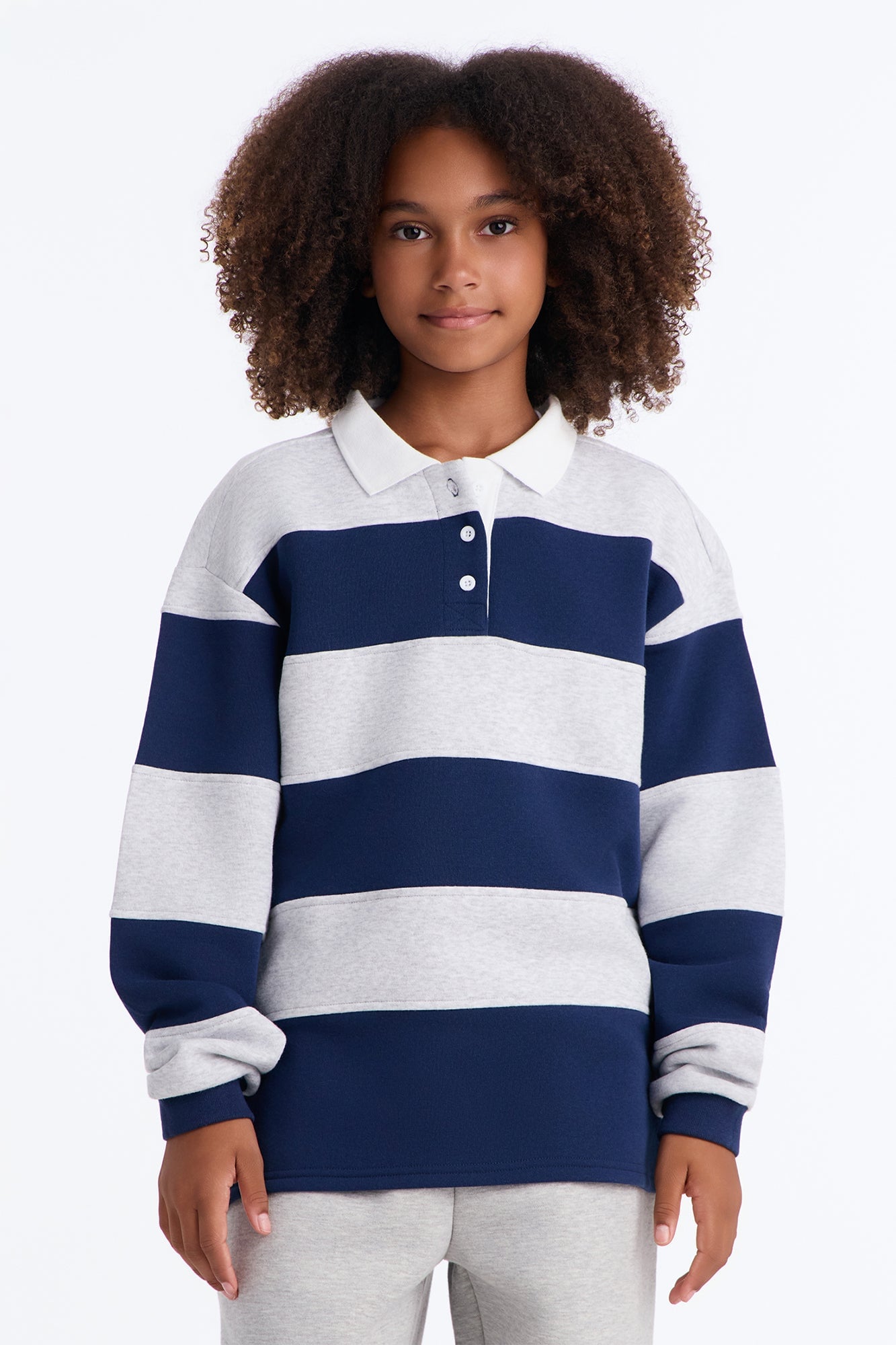 Mini Katie Rugby Striped Polo - Navy/combo image 1