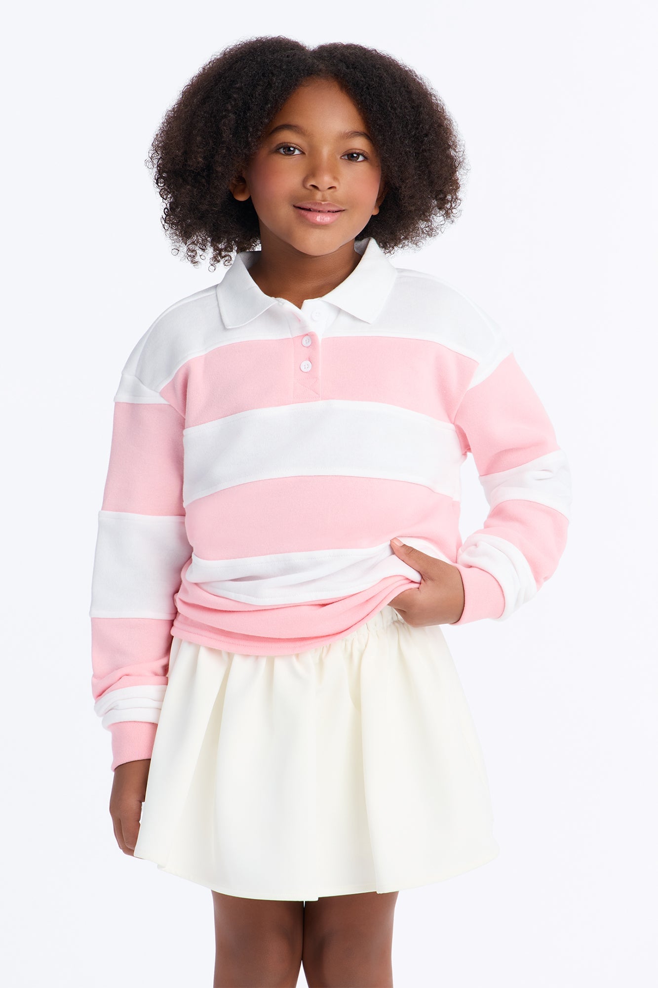 Mini Katie Rugby Striped Polo - Pink/combo image 1