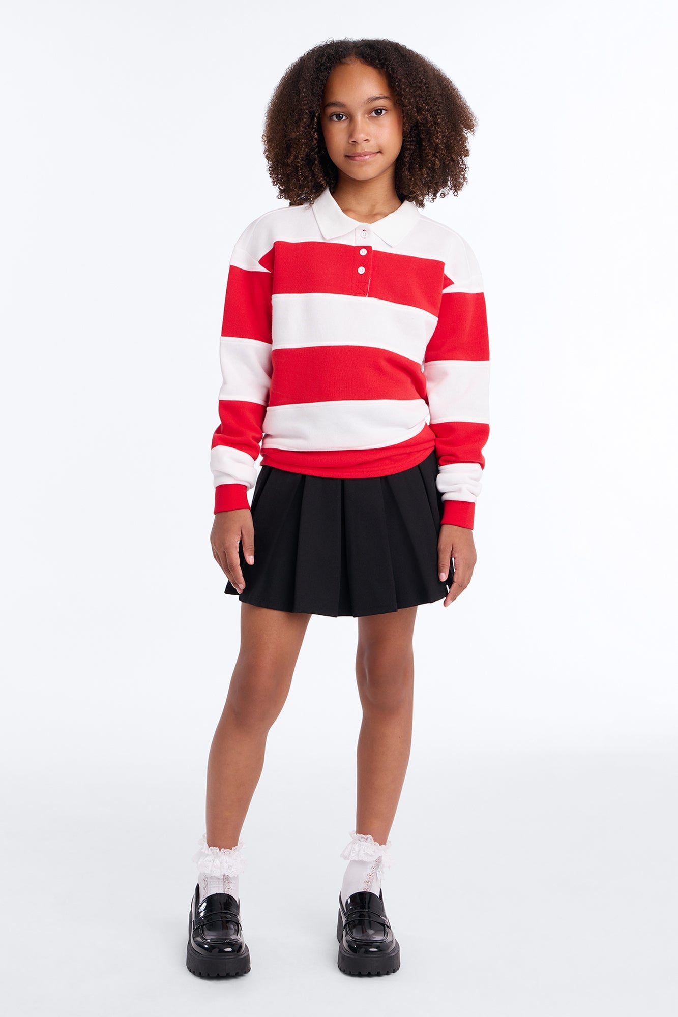 Mini Katie Rugby Striped Polo - Red/combo image 2