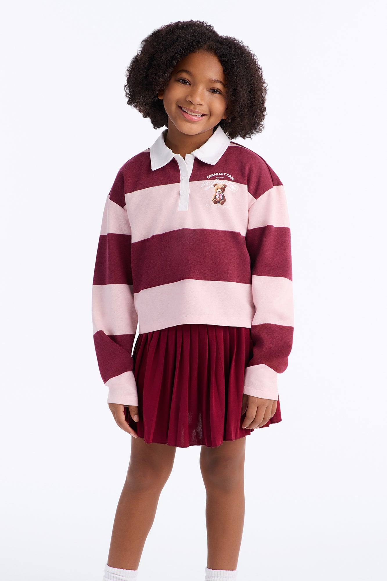 Mini Manhattan Girl Pleated Skort Set - Burgundy/combo image 2