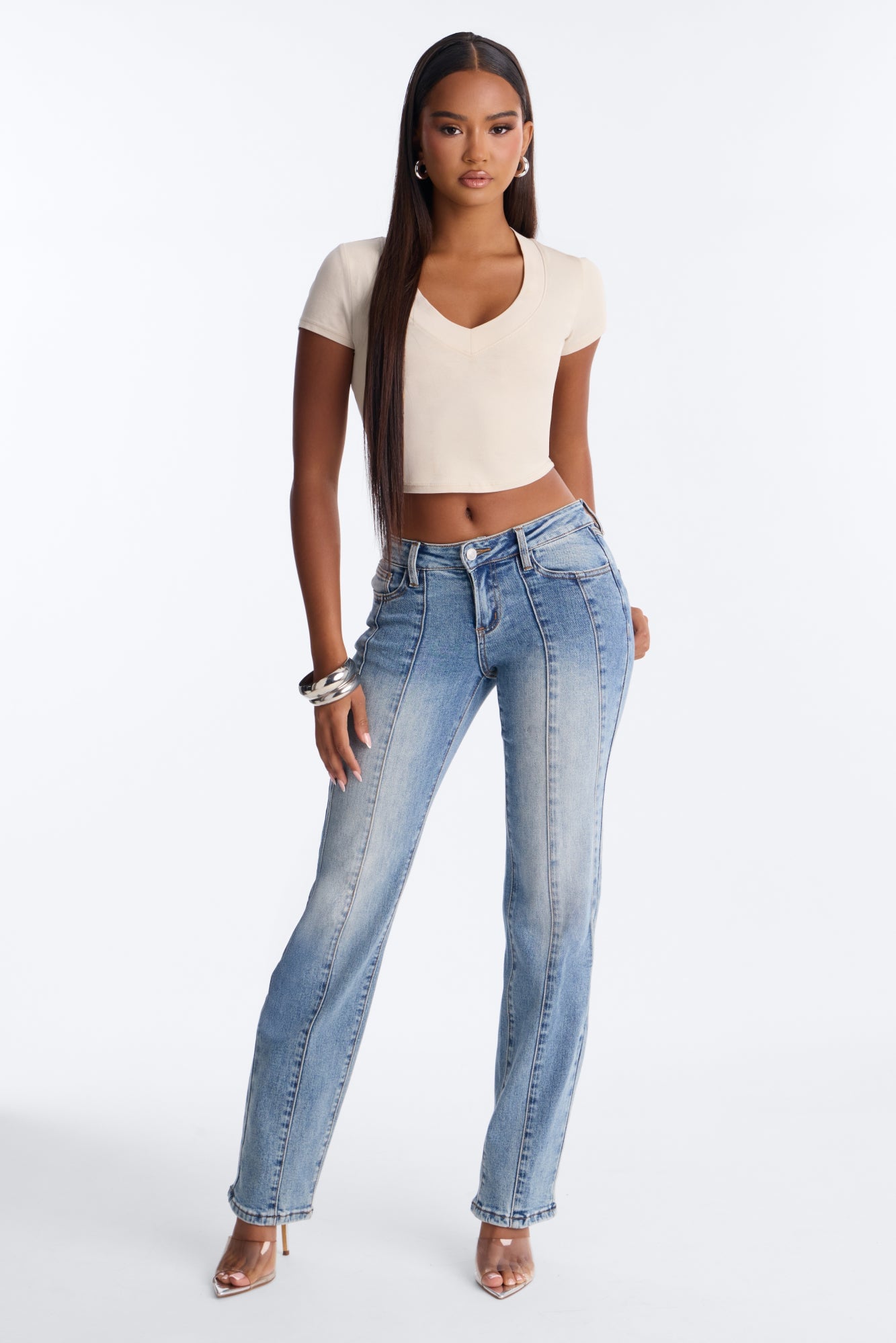 All Access Ultra Low Rise Straight Leg Jeans - Medium Wash image 2