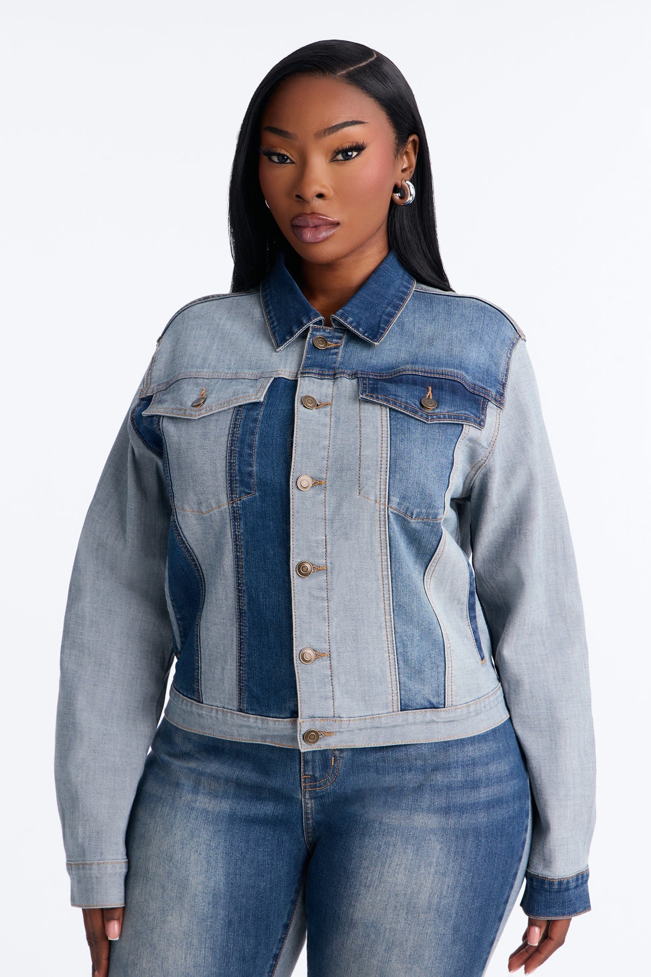 San Marcos Two Tone Stretch Denim Trucker Jacket - Dark Wash image 3