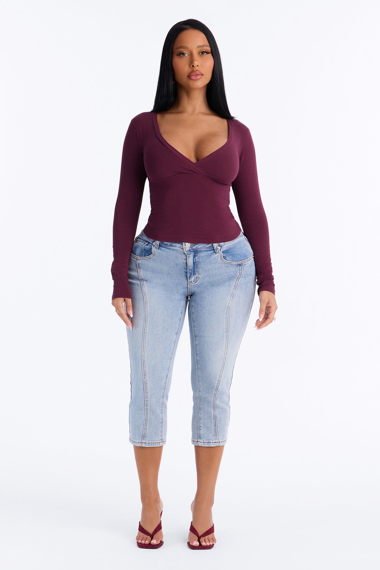Talk Of The Town Low Rise Capri Jeans - Medium Wash image 5