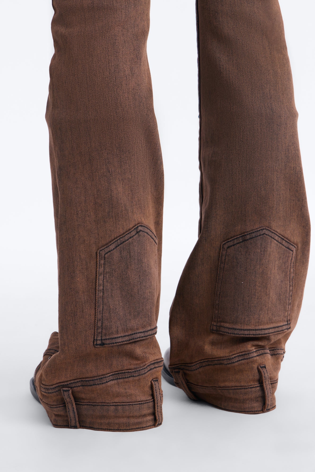 A Hot Take Upside Down Low Rise Stretch Flare Jeans - Rust image 7