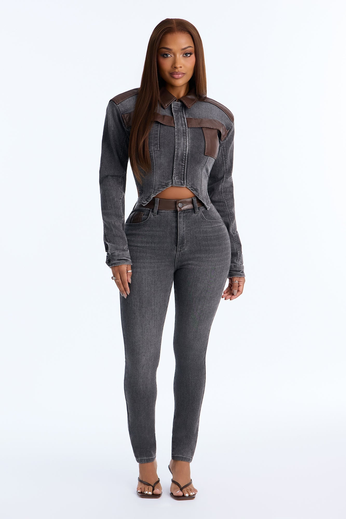 Power Stance High Rise Skinny Jeans - Grey image 6