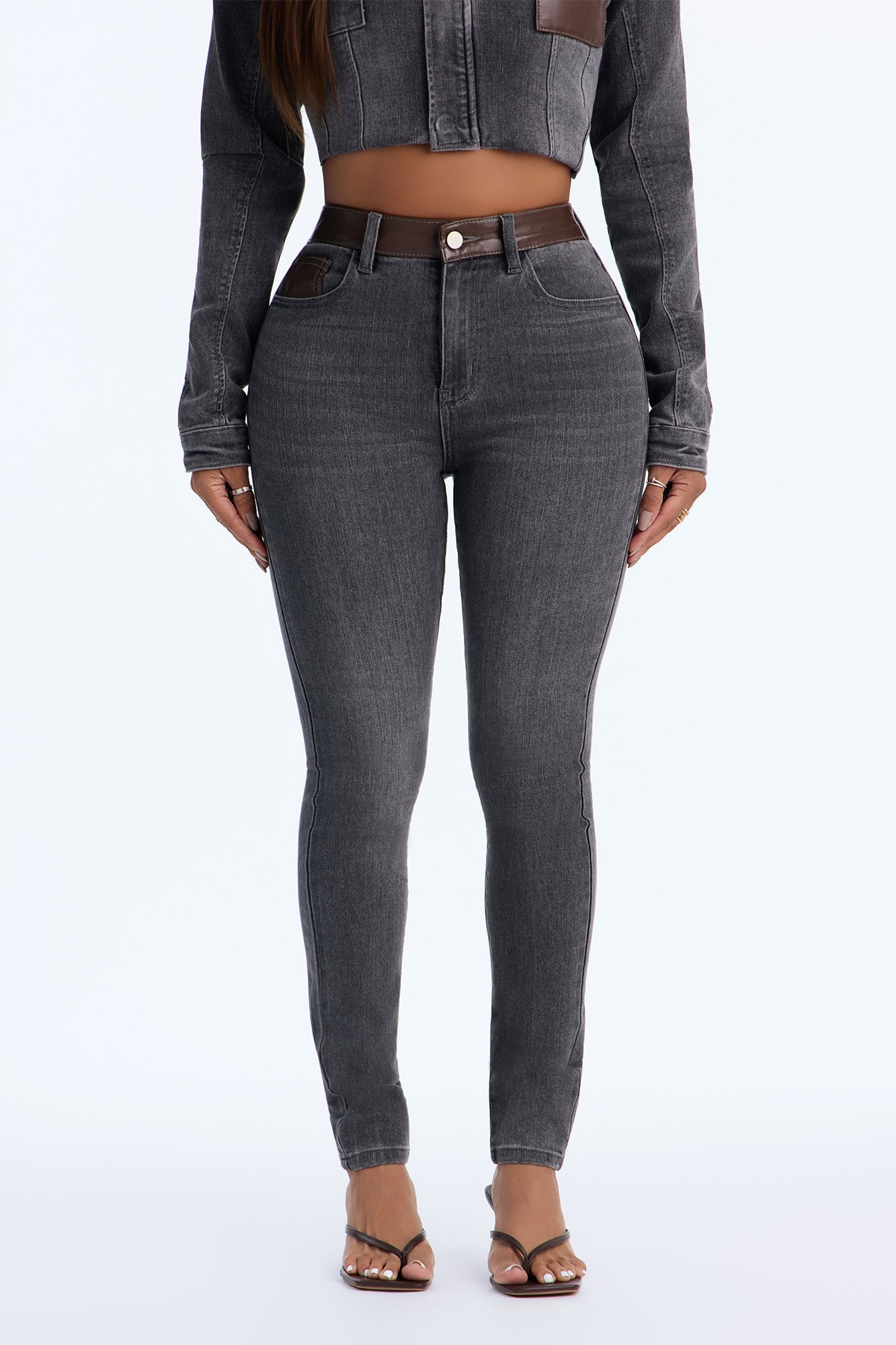 Power Stance High Rise Skinny Jeans - Grey image 5