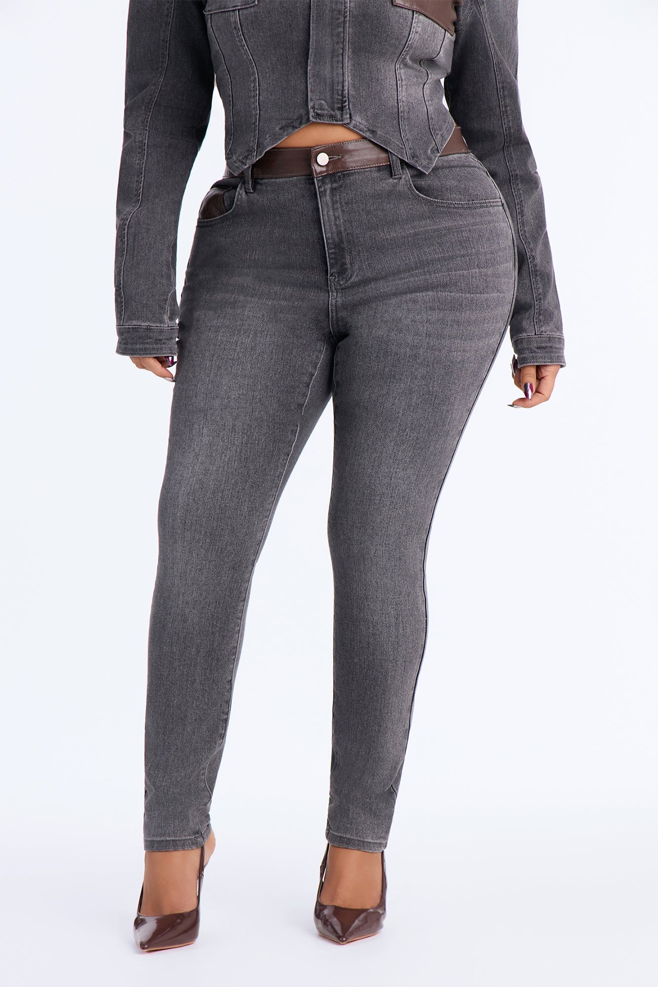 Power Stance High Rise Skinny Jeans - Grey image 2