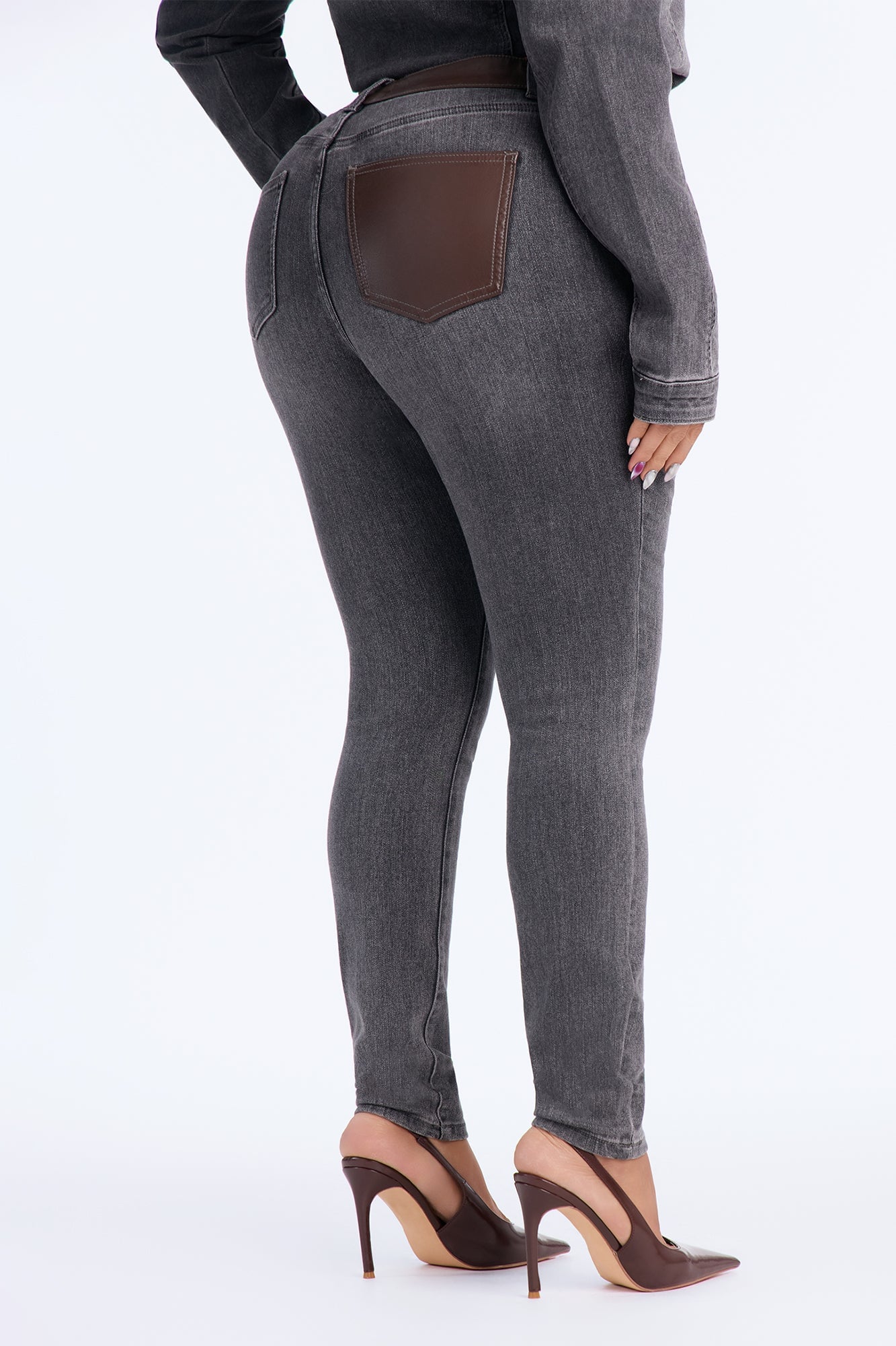Power Stance High Rise Skinny Jeans - Grey image 4