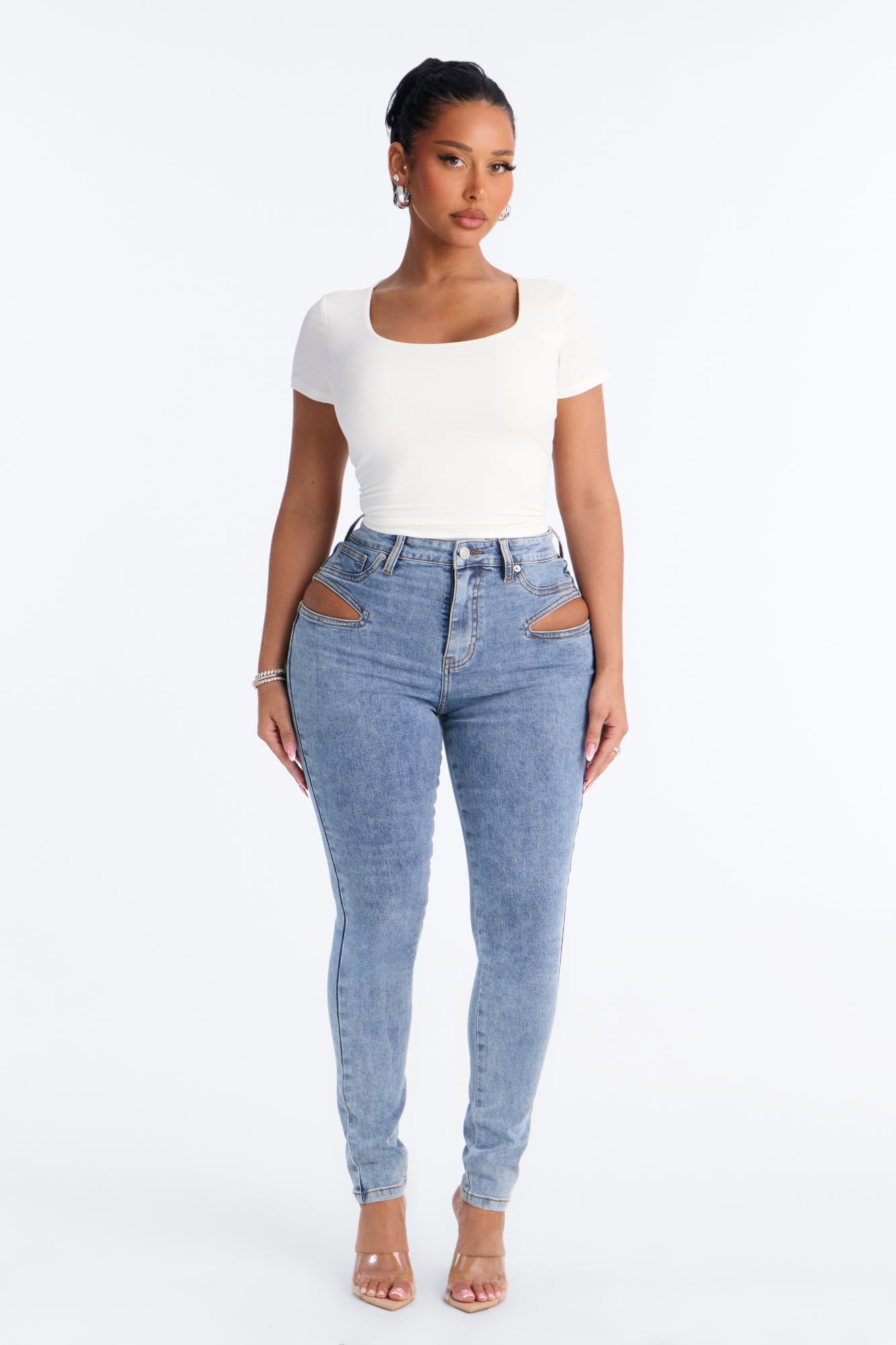 Cut it Out High Rise Stretch Skinny Jeans - Light Wash image 6