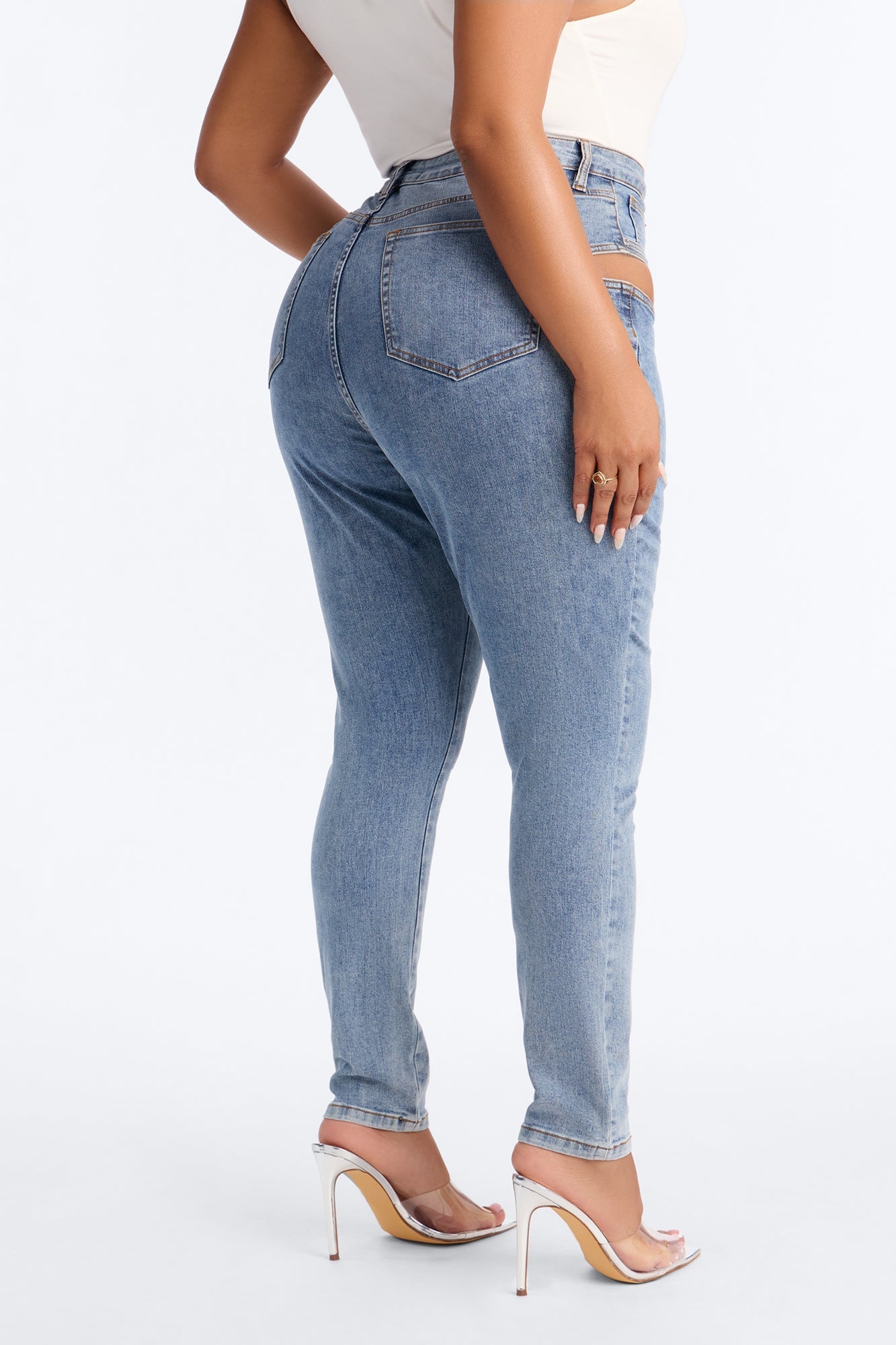 Cut it Out High Rise Stretch Skinny Jeans - Light Wash image 4