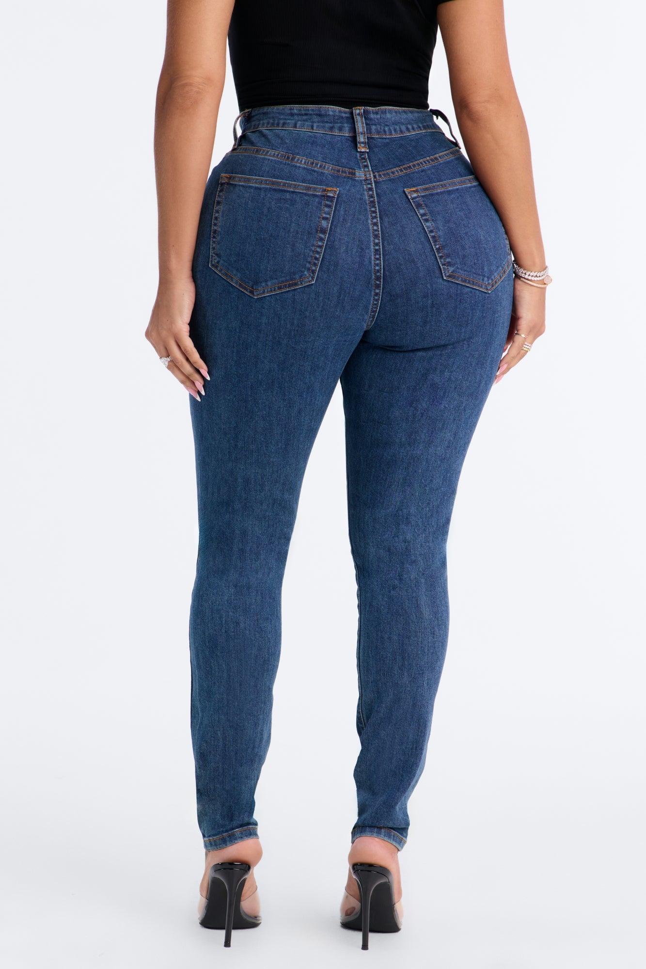 Late Nights Cut Out High Rise Skinny Jeans - Dark Wash image 7
