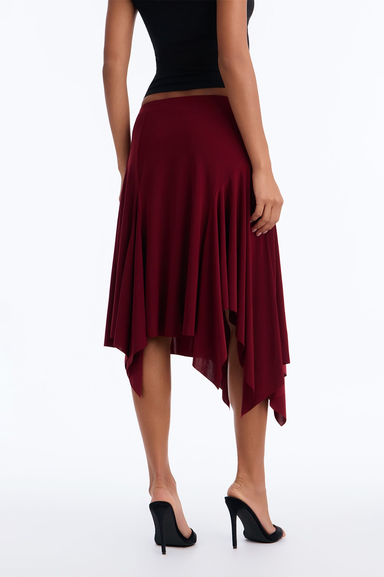 Mae Asymmetrical Midi Skirt - Burgundy image 4