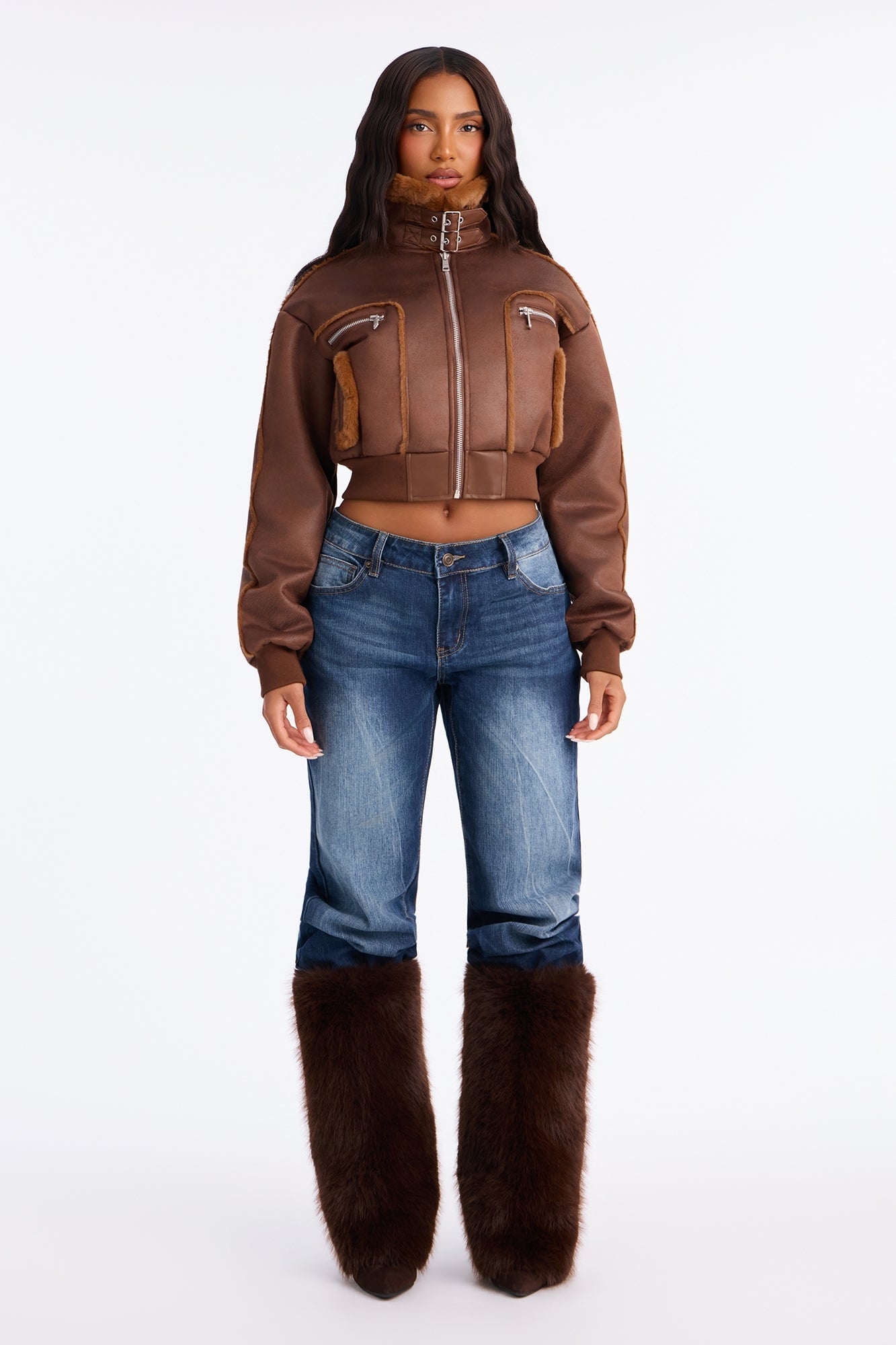 Fair Games Cropped Jacket - Chocolate/Combo image 2
