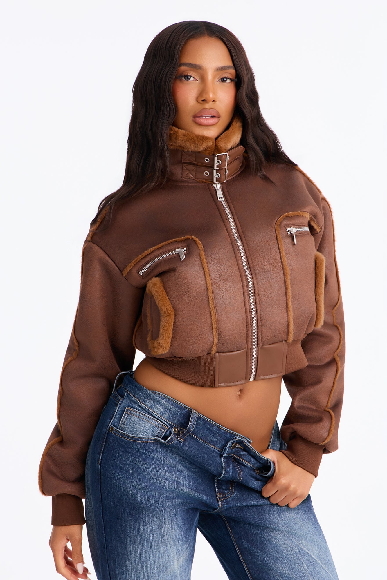 Fair Games Cropped Jacket - Chocolate/Combo image 5