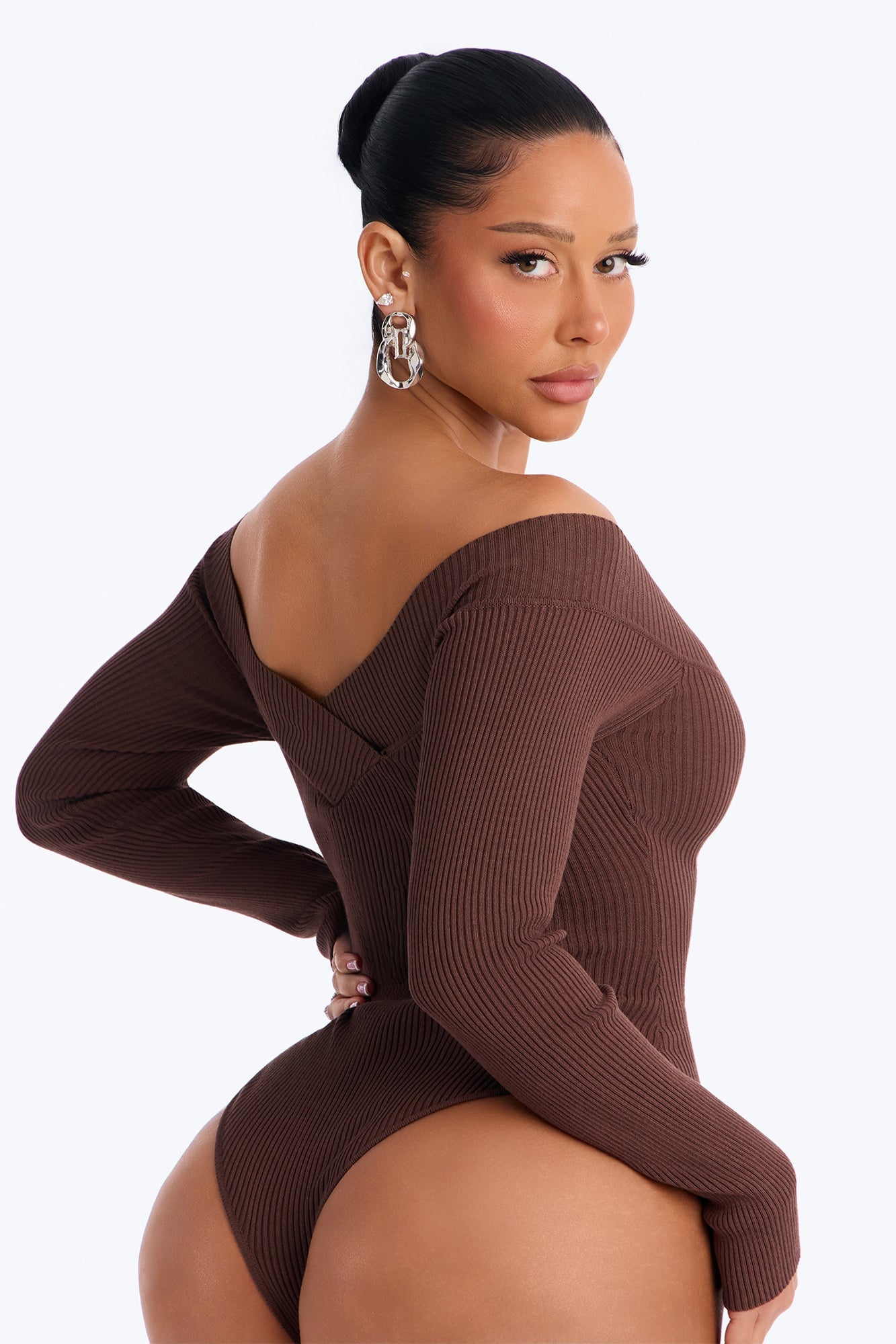 Sam Sweater Bodysuit - Chocolate image 3