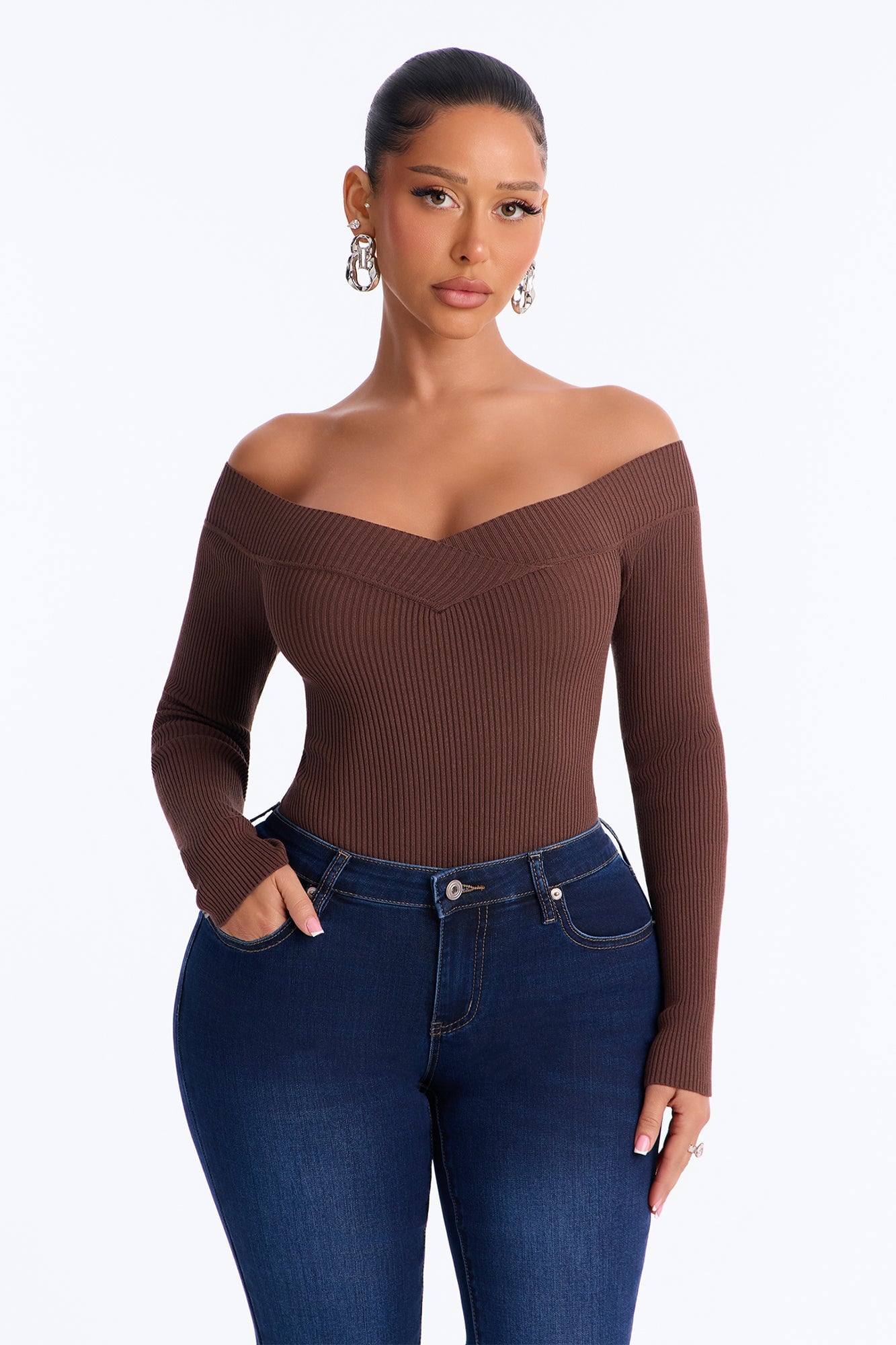 Sam Sweater Bodysuit - Chocolate image 4