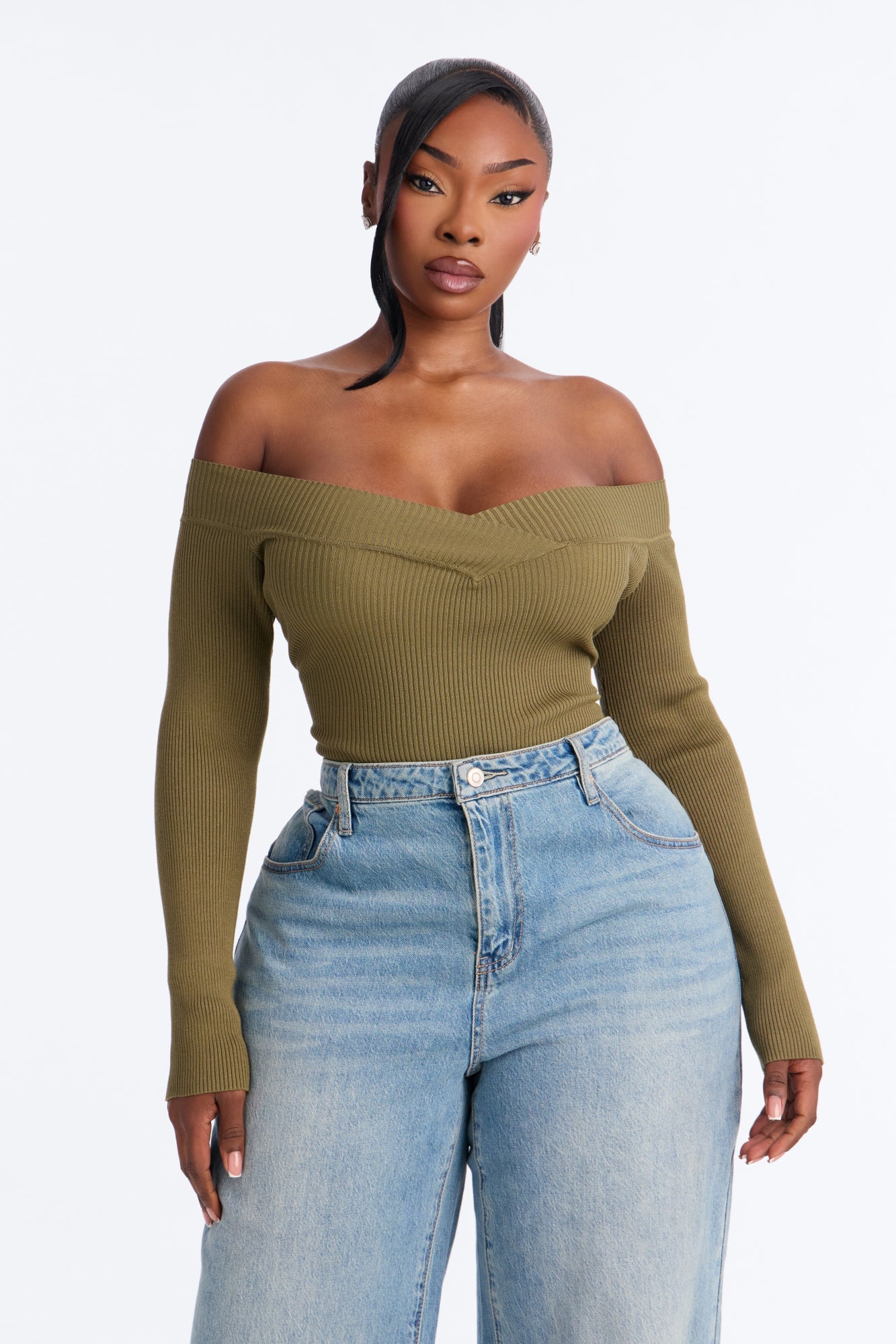 Sam Sweater Bodysuit - Olive image 4