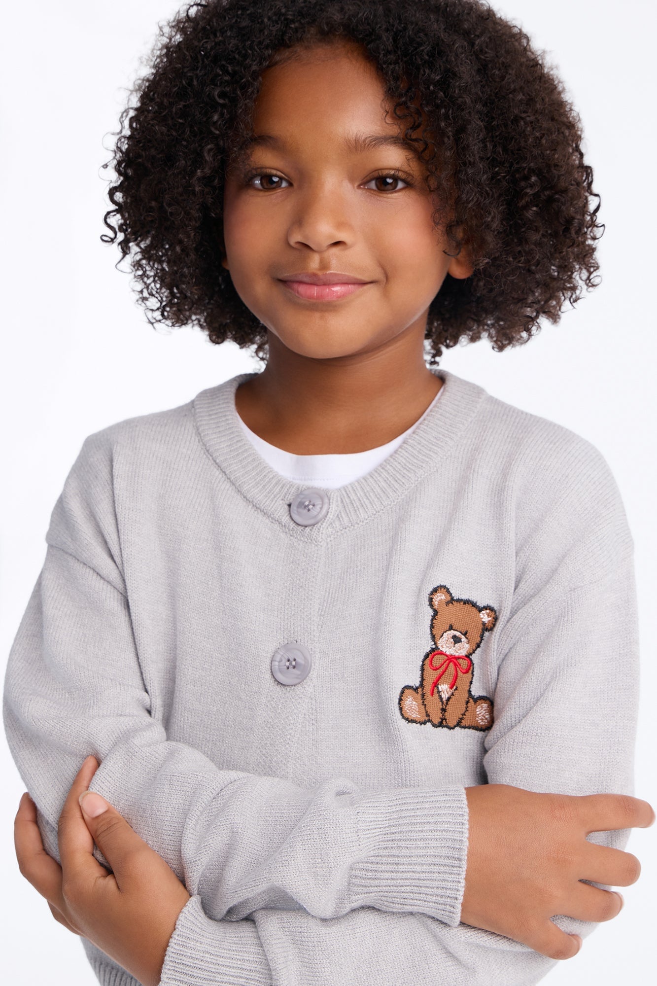 Mini Beary Nice To See You Cardigan - Heather Grey image 4