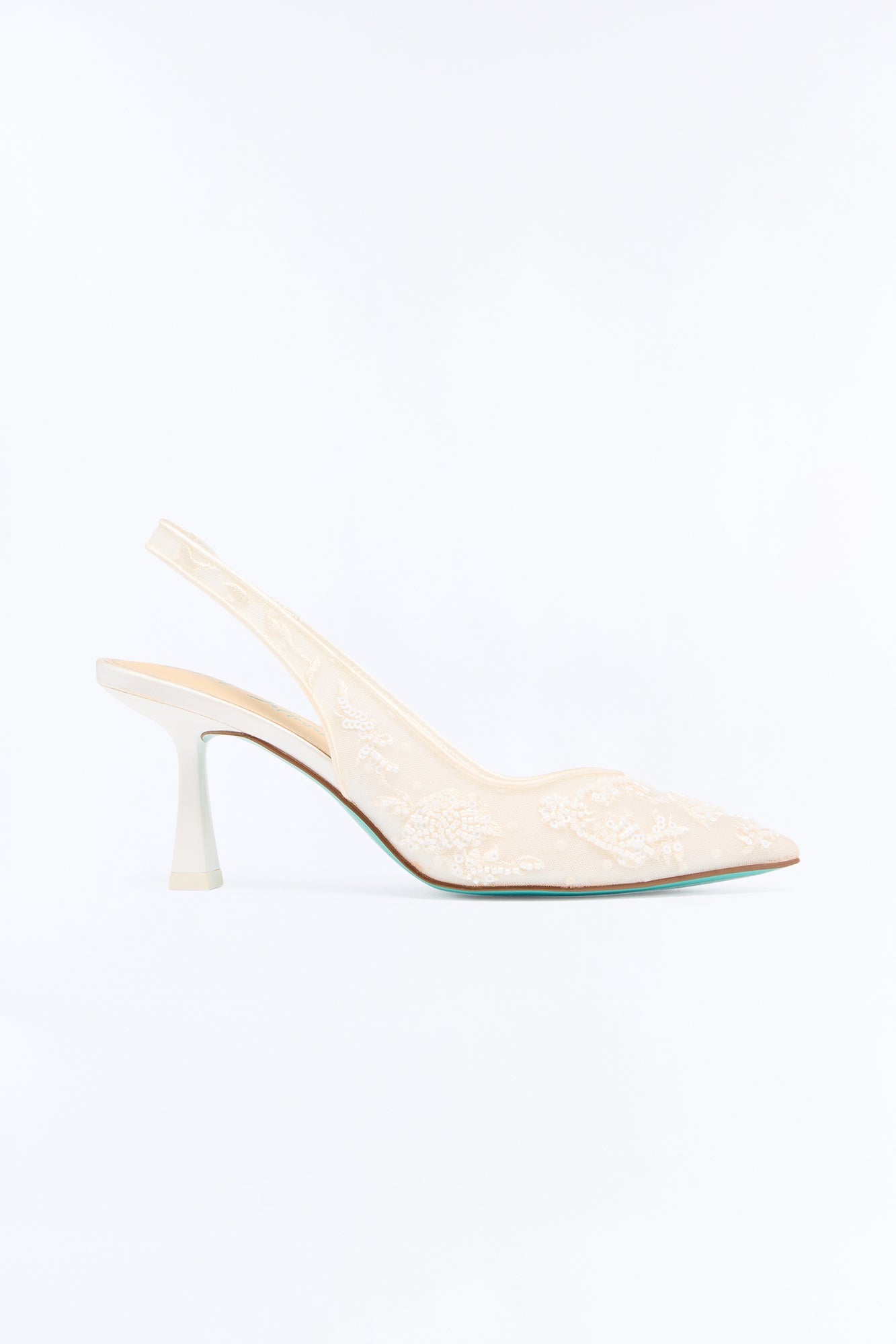 Betsey Johnson Nikki Mesh Embroidered Slingback Pumps - Ivory image 3