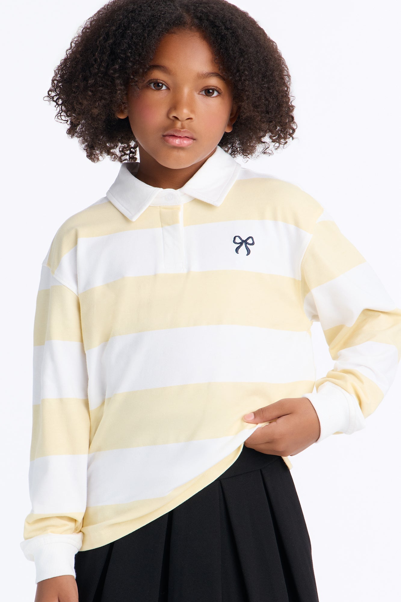 Mini Be Kind Long Sleeve Polo - Yellow/combo image 4